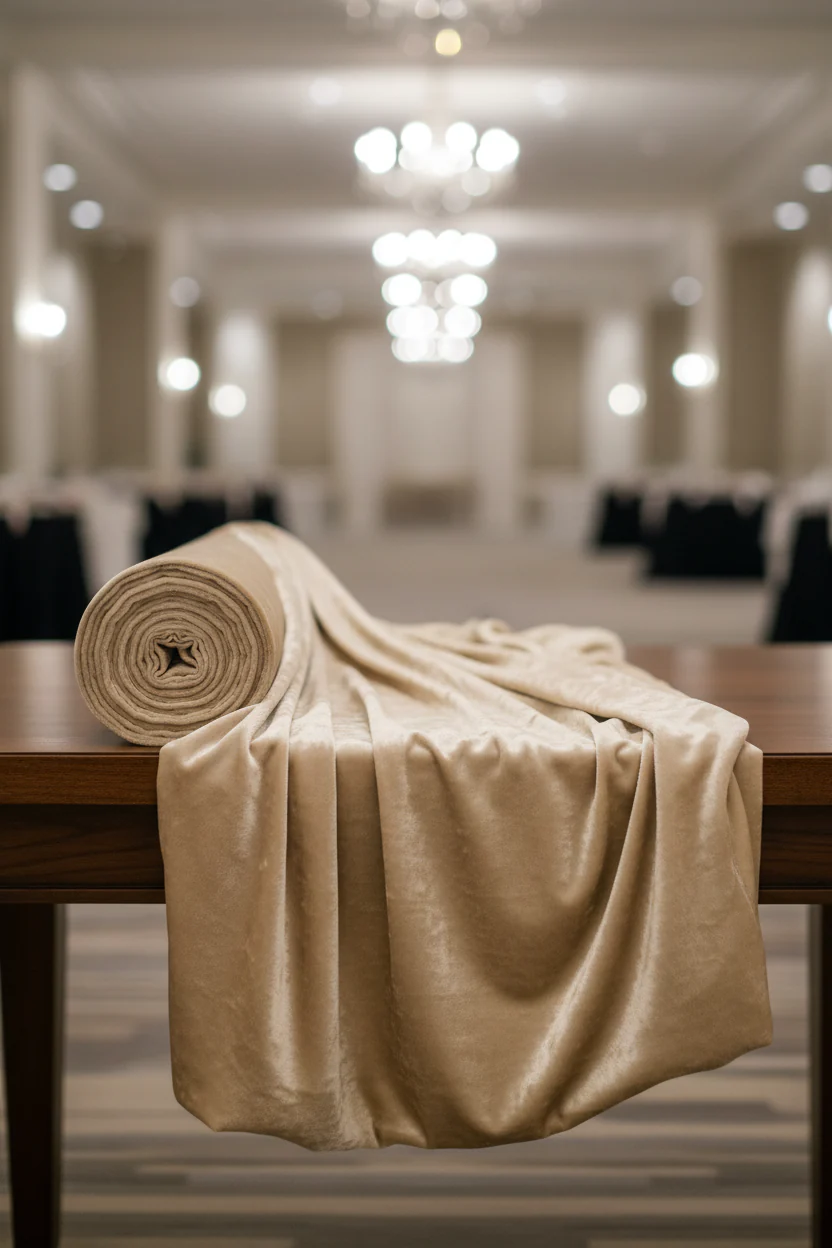 10 yards Velvet Fabric Roll - Champagne - Image 5