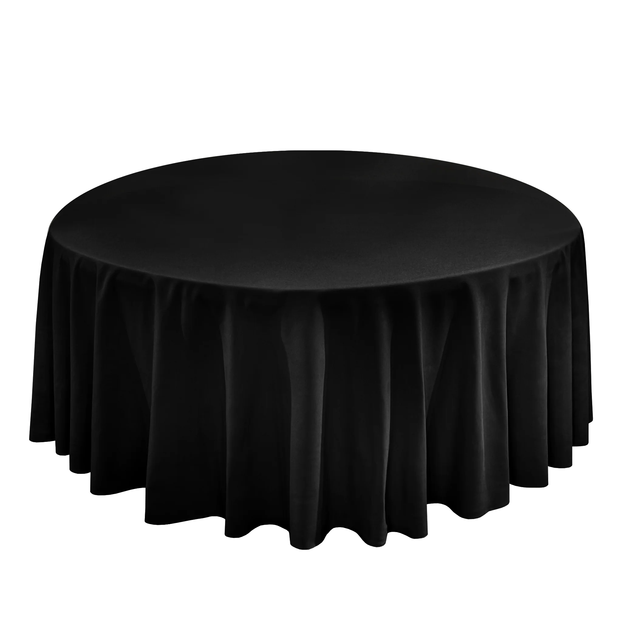 Premium 132" Round Black Spun Polyester Tablecloth - Image 3