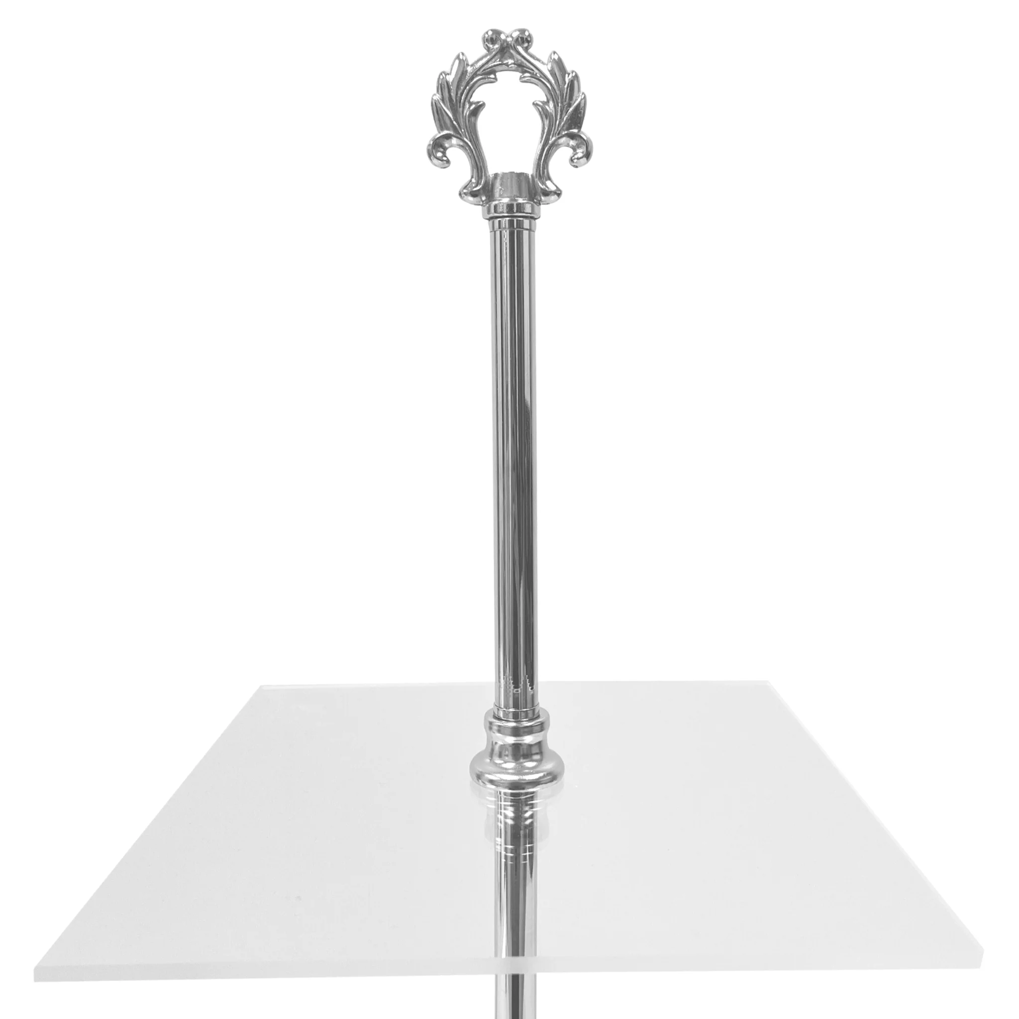 3 Tier Classic Square Acrylic Cupcake Dessert Stand - Silver - Image 3