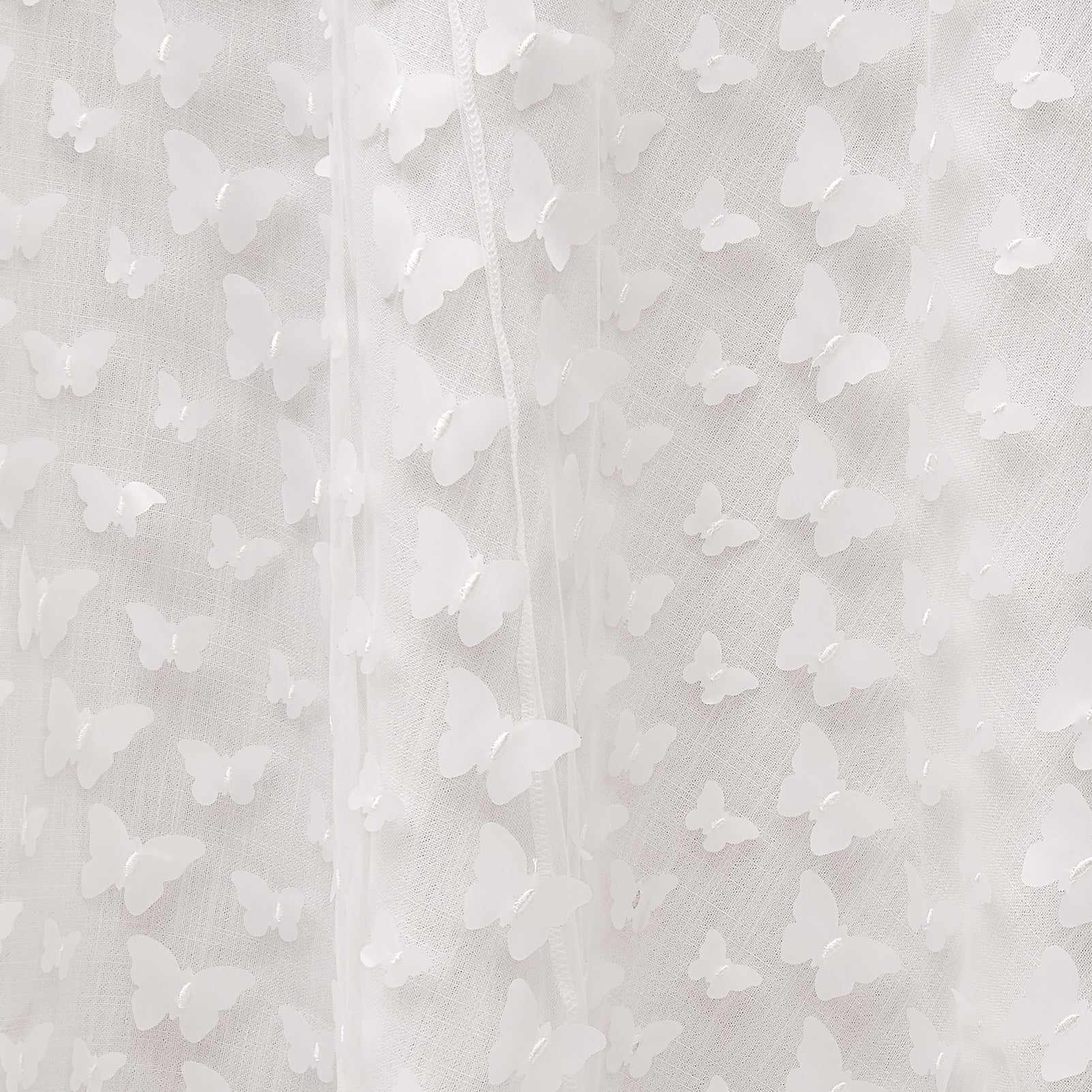 3D Butterfly Sheer Fabric Roll Bolt 50"x5 yards - White - Image 2