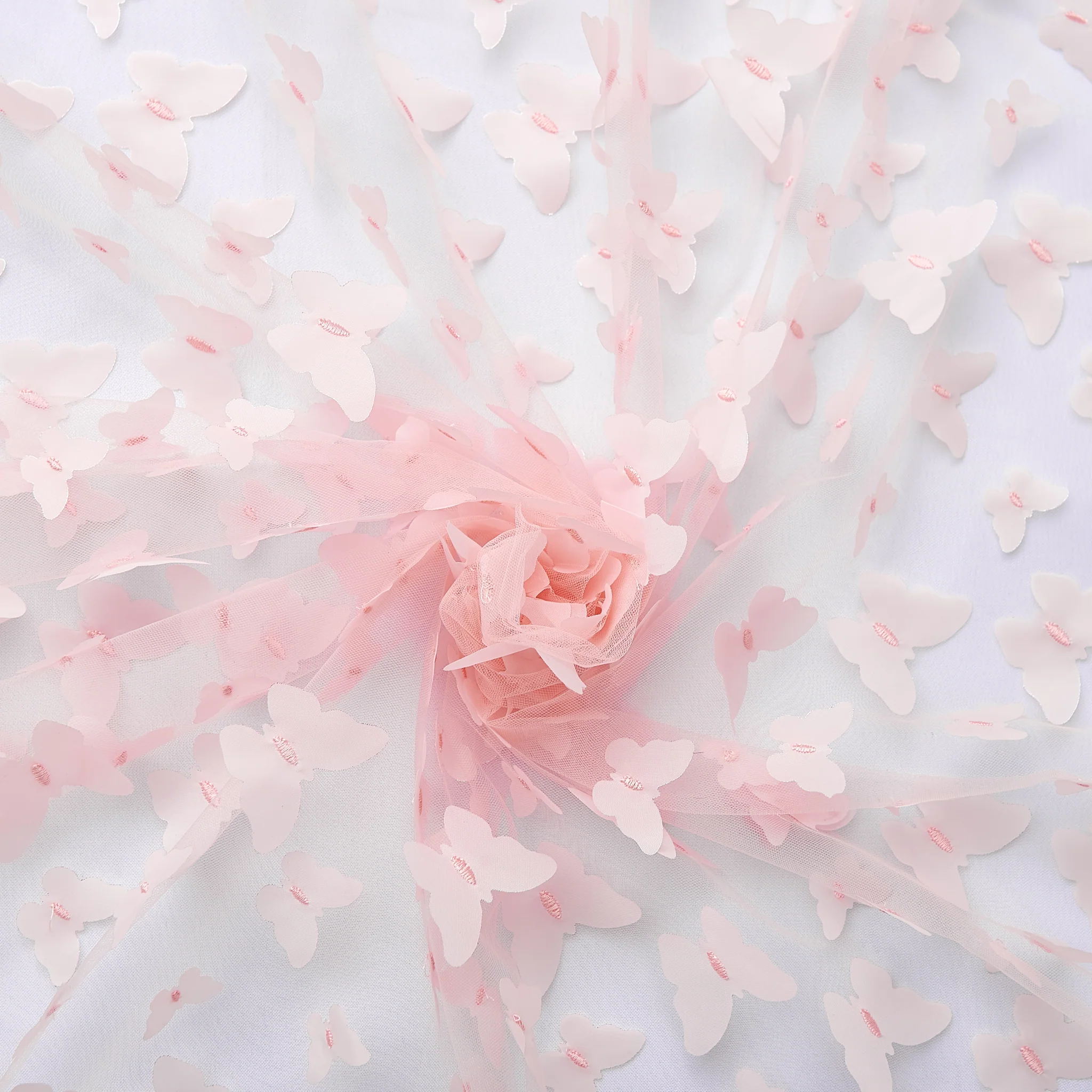 3D Butterfly Sheer Table Overlay Topper 50"x50" Square - Pink
