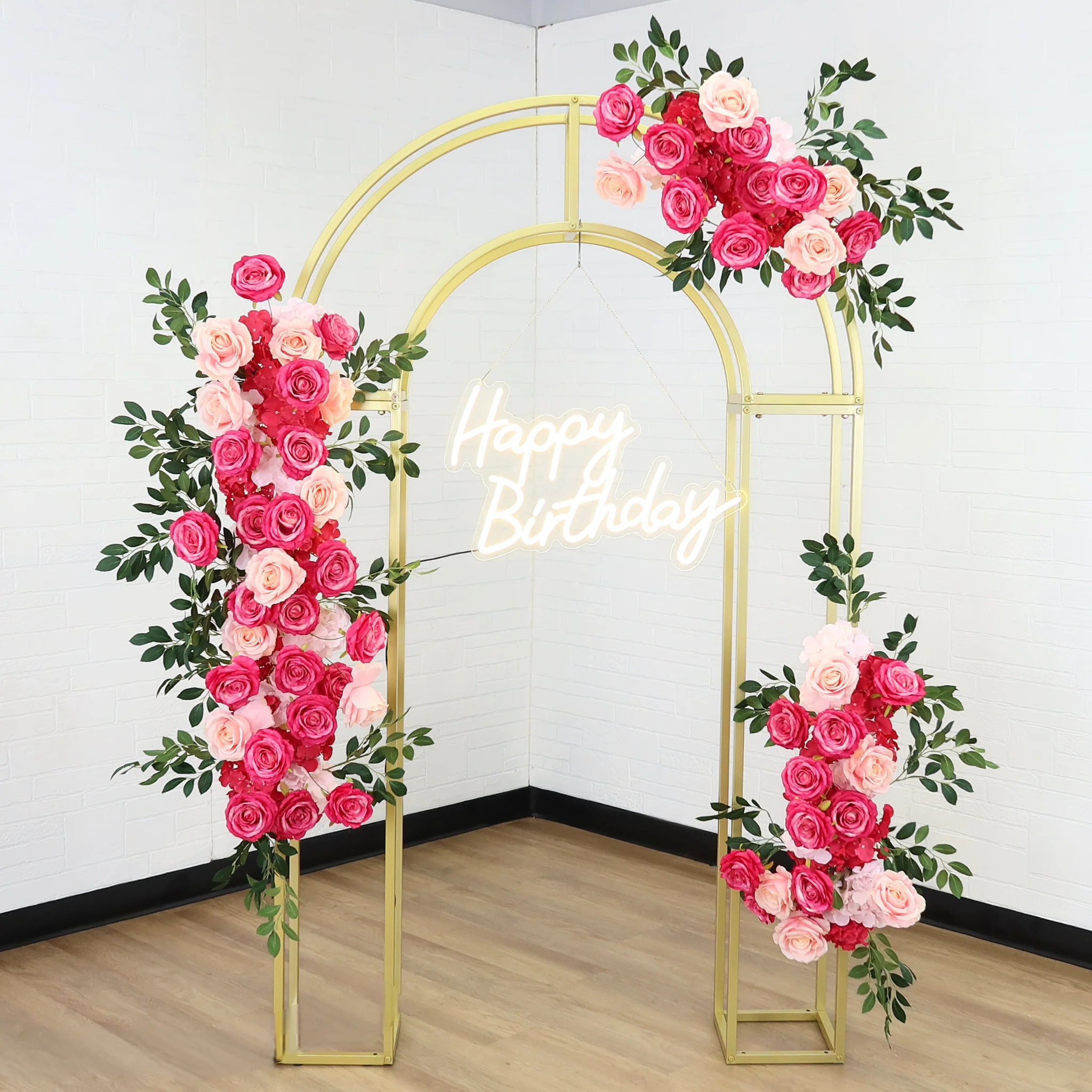 3D Metal Arch Frame Backdrop Party Stand - Gold - Image 2