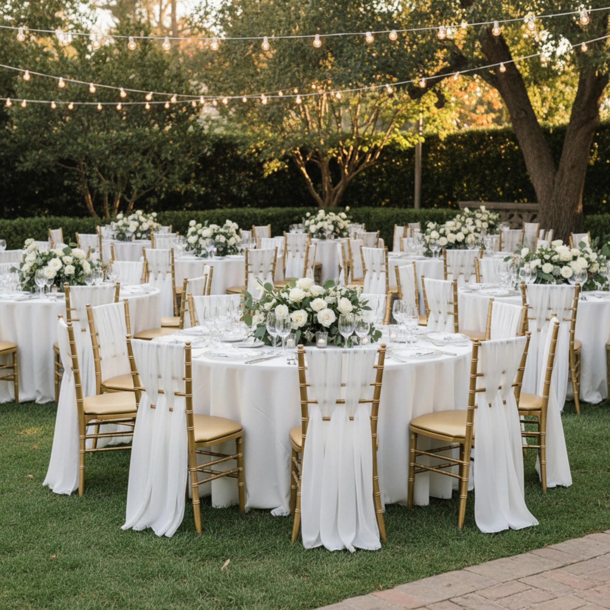 5pcs Pack of Chiffon Chair Sashes/Ties 19" x 72" - White - Image 5