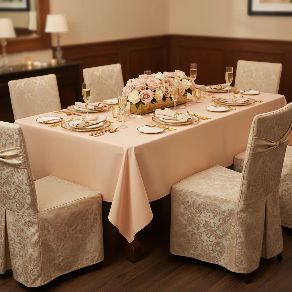 60"x120" Rectangular Premium Polyester Tablecloth - Champagne