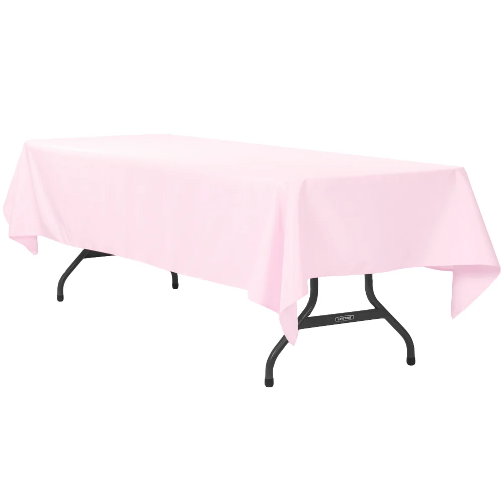 60"x120" Rectangular Premium Polyester Tablecloth - Pastel Pink - Image 3