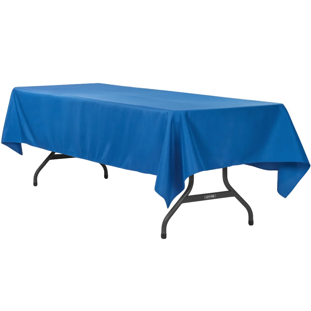60"x120" Rectangular Premium Polyester Tablecloth - Royal Blue - Image 3