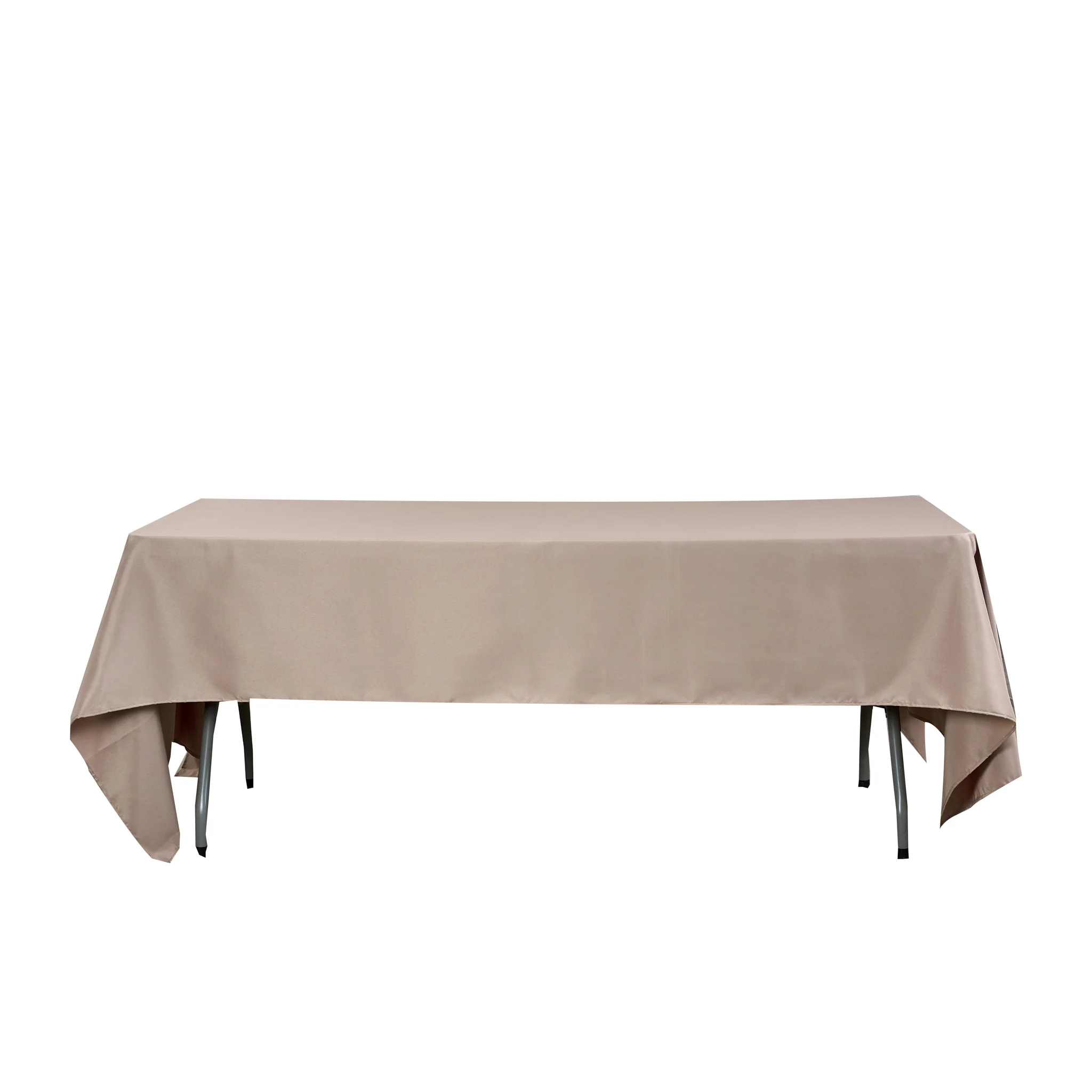 60"x120" Rectangular Premium Polyester Tablecloth - Taupe - Image 3