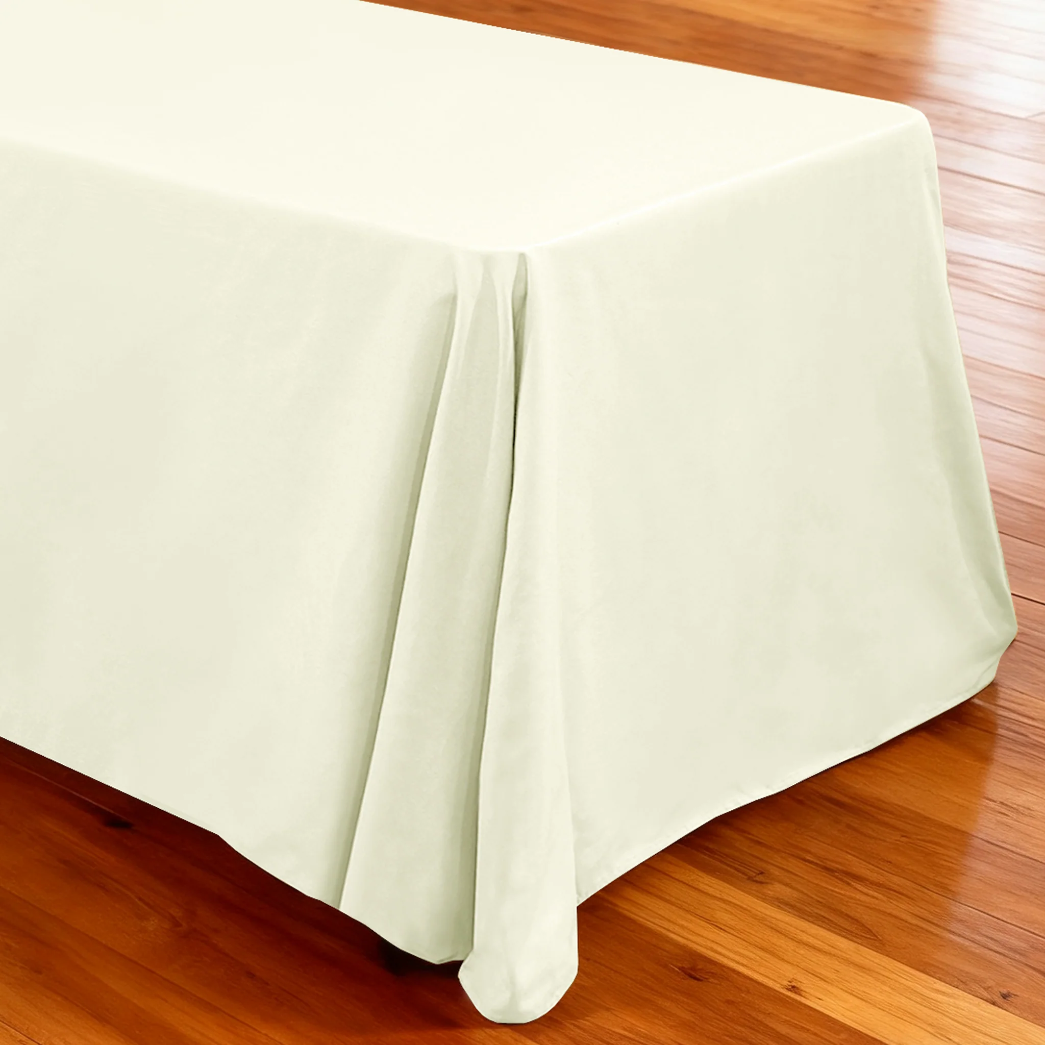 Premium 90"x132" Rectangular Ivory Spun Polyester Tablecloth - Image 4