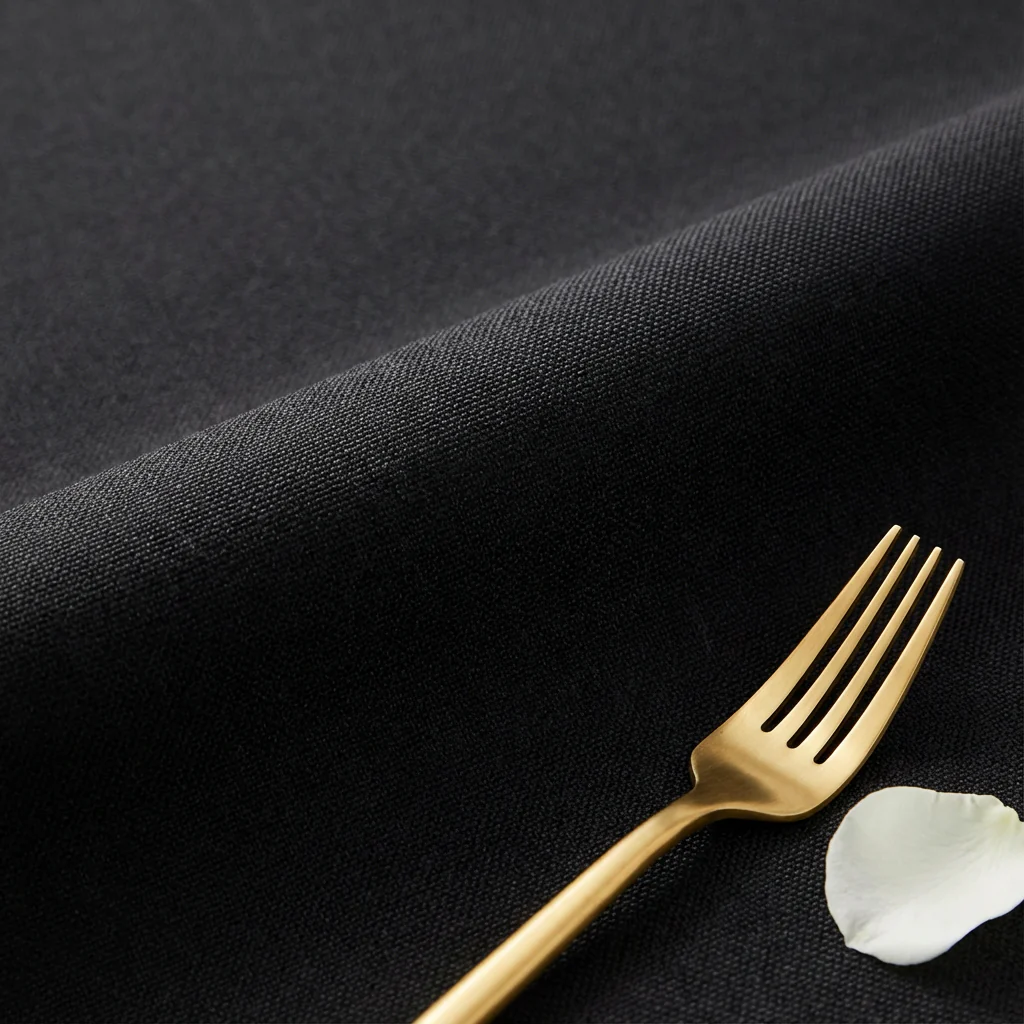 90"x132" Rectangular Oblong Premium Polyester Tablecloth - Black - Image 5