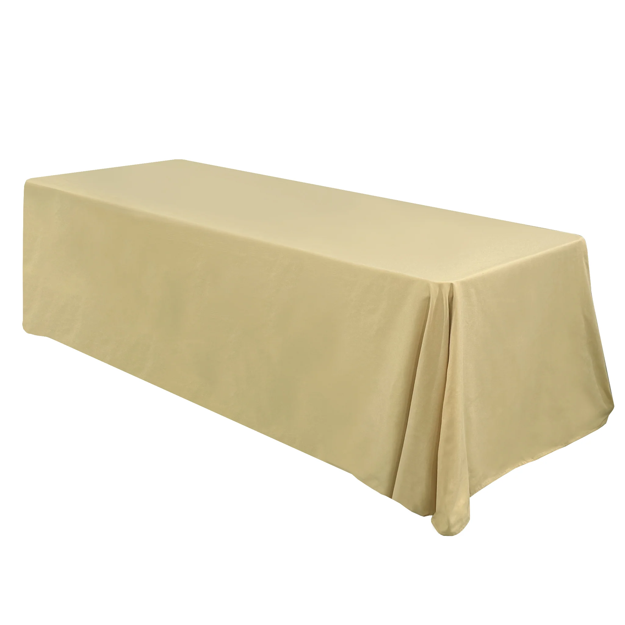 Premium 90"x156" Rectangular Champagne Spun Polyester Tablecloth - Image 3