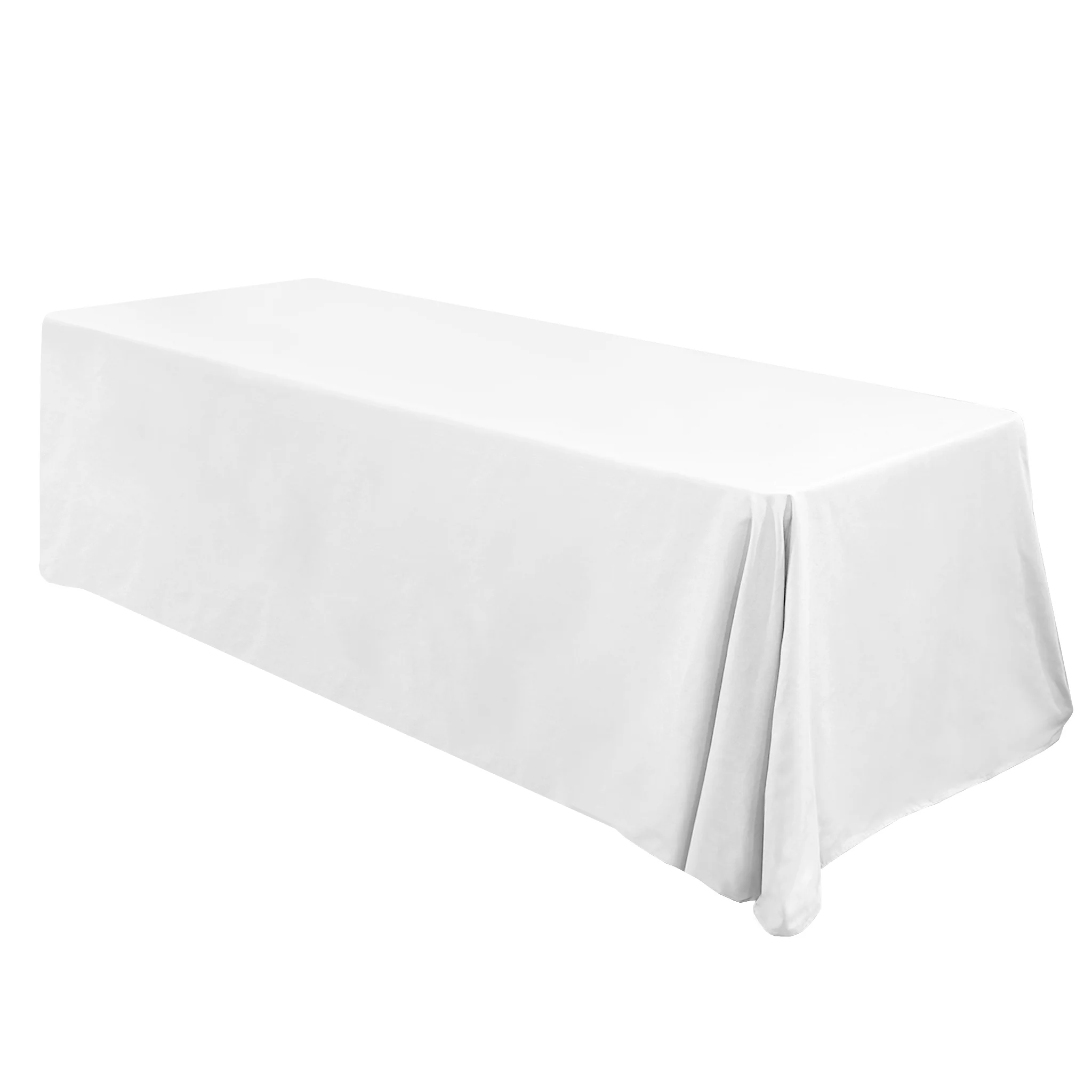 Premium 90"x156" Rectangular White Spun Polyester Tablecloth - Image 5