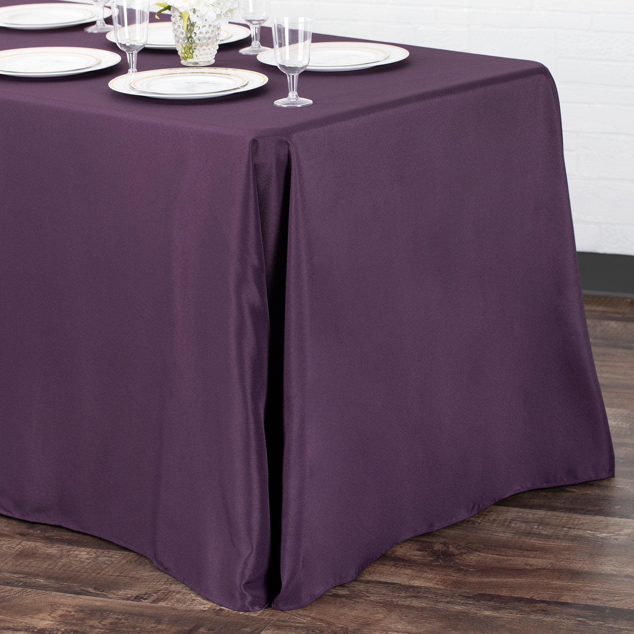 90"x156" Rectangular Oblong Premium Polyester Tablecloth - Eggplant/Plum - Image 2