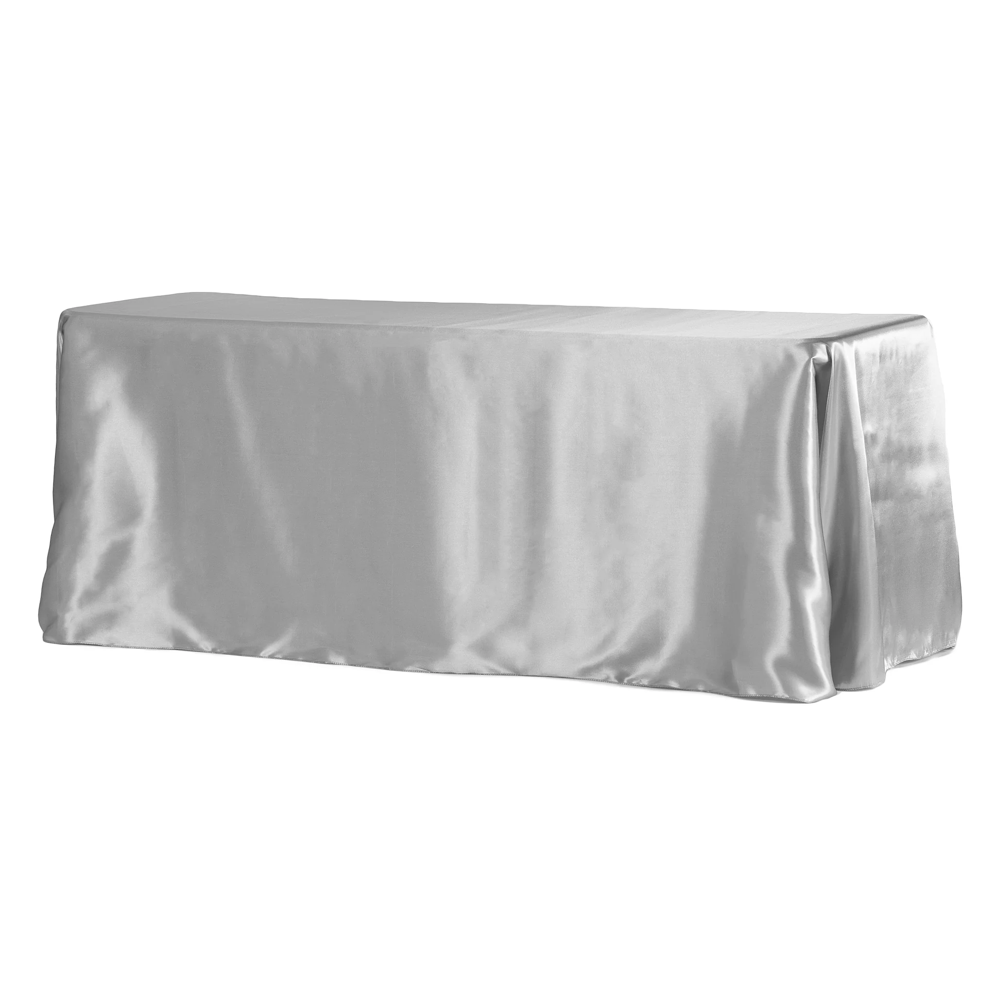 90"x156" Rectangular Satin Tablecloth - Silver - Image 2