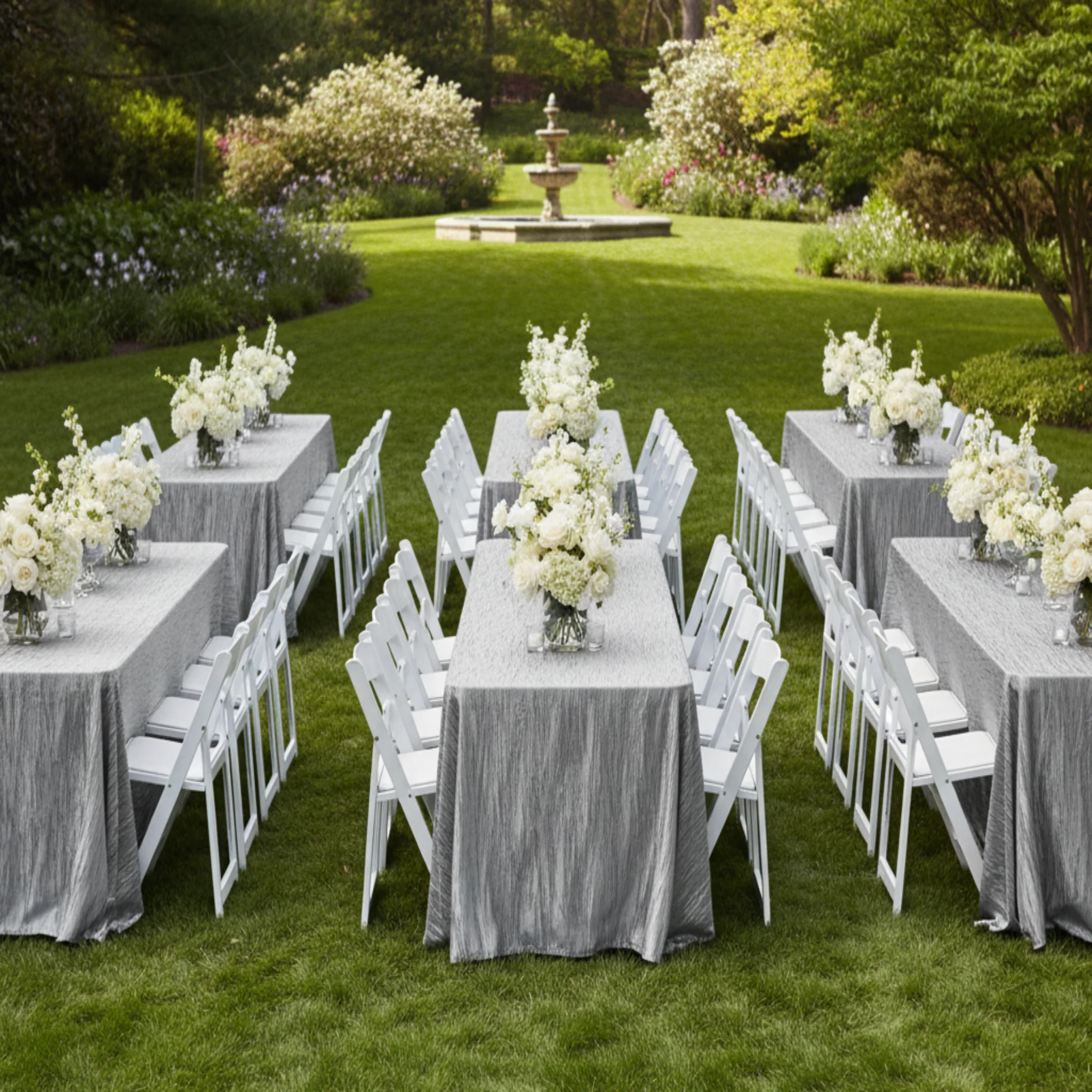 Accordion Crinkle Taffeta 90"x156" Rectangular Tablecloth - Silver - Image 3