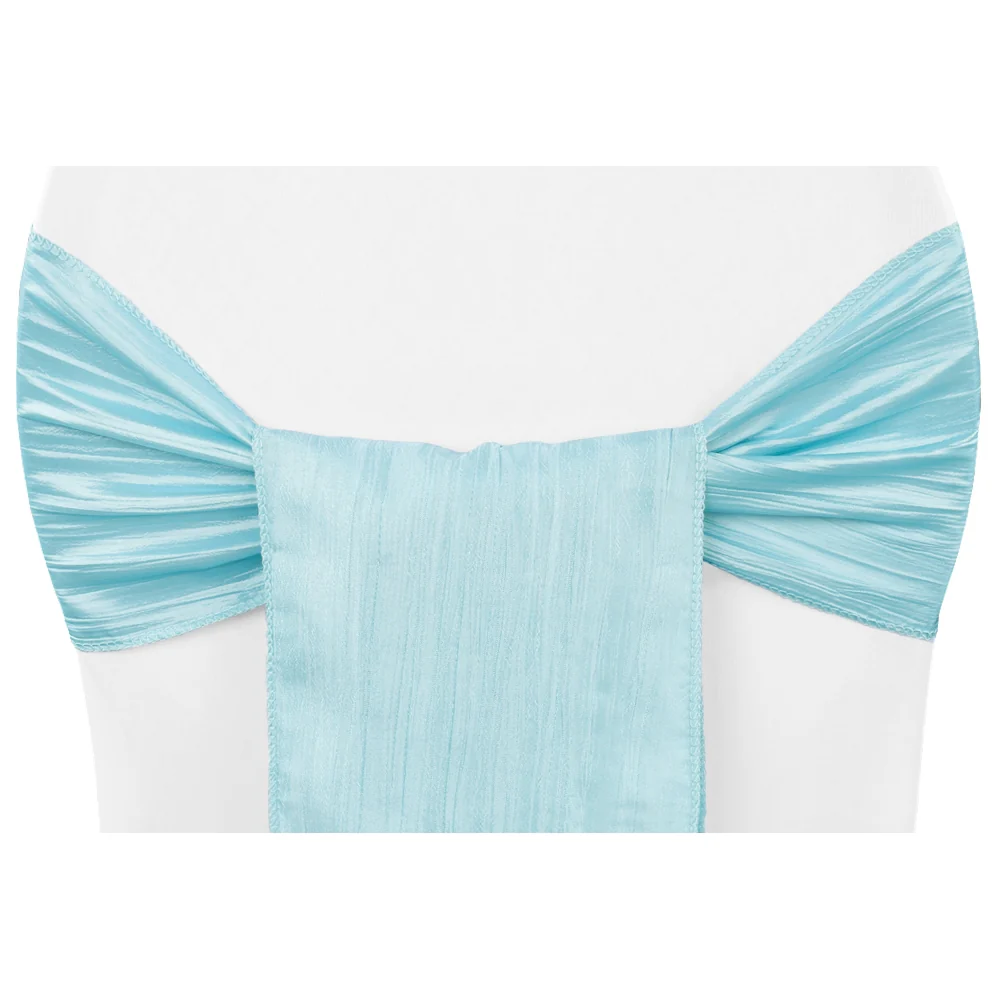 Accordion Crinkle Taffeta Chair Sash 7"x108" - Baby Blue