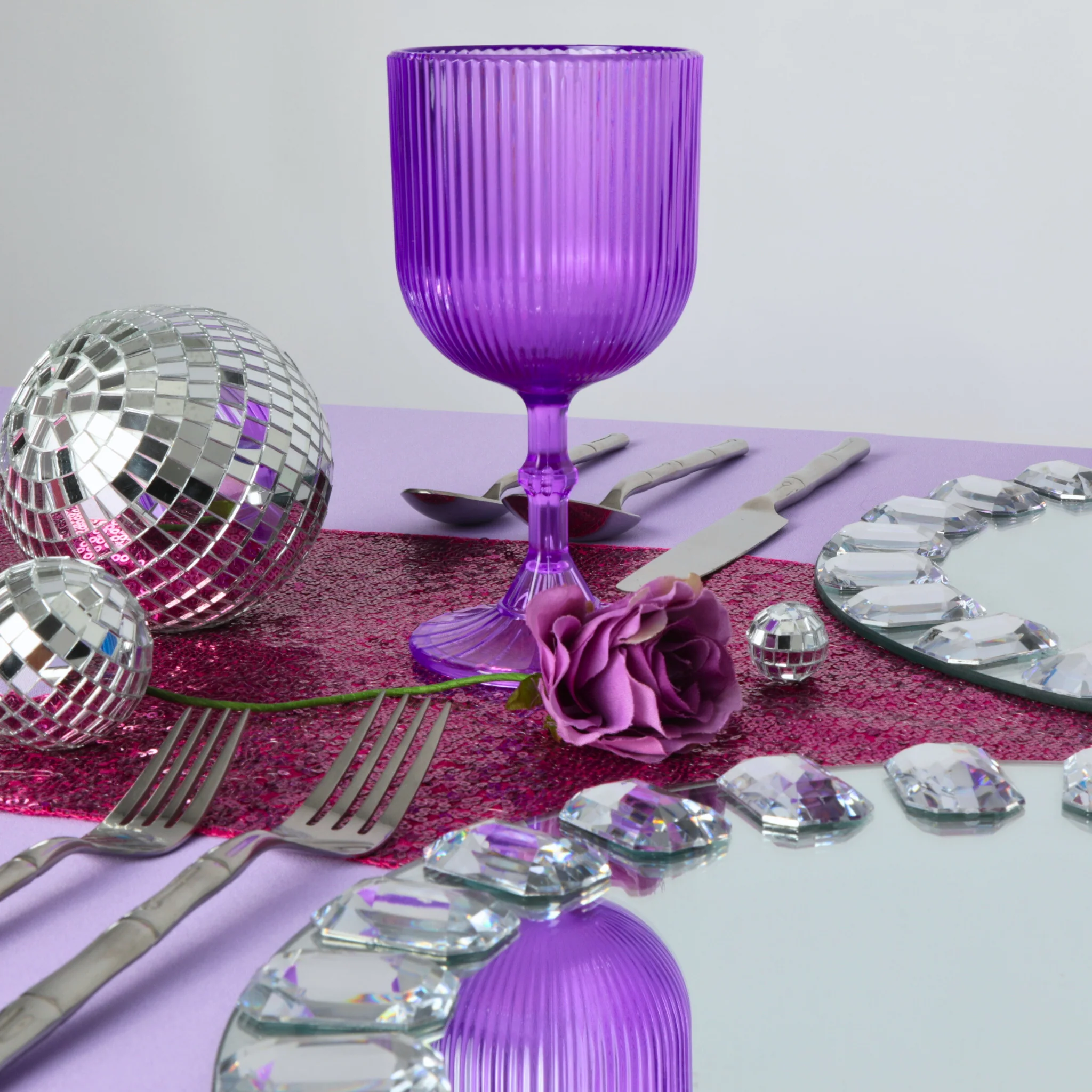 Lavender Acrylic 11oz Wine Goblets Ripple Design (6 pcs/pk) - Image 3
