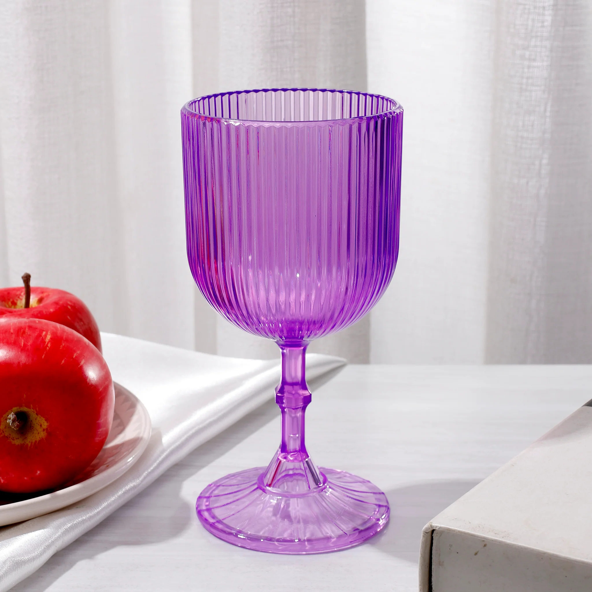 Lavender Acrylic 11oz Wine Goblets Ripple Design (6 pcs/pk) - Image 4