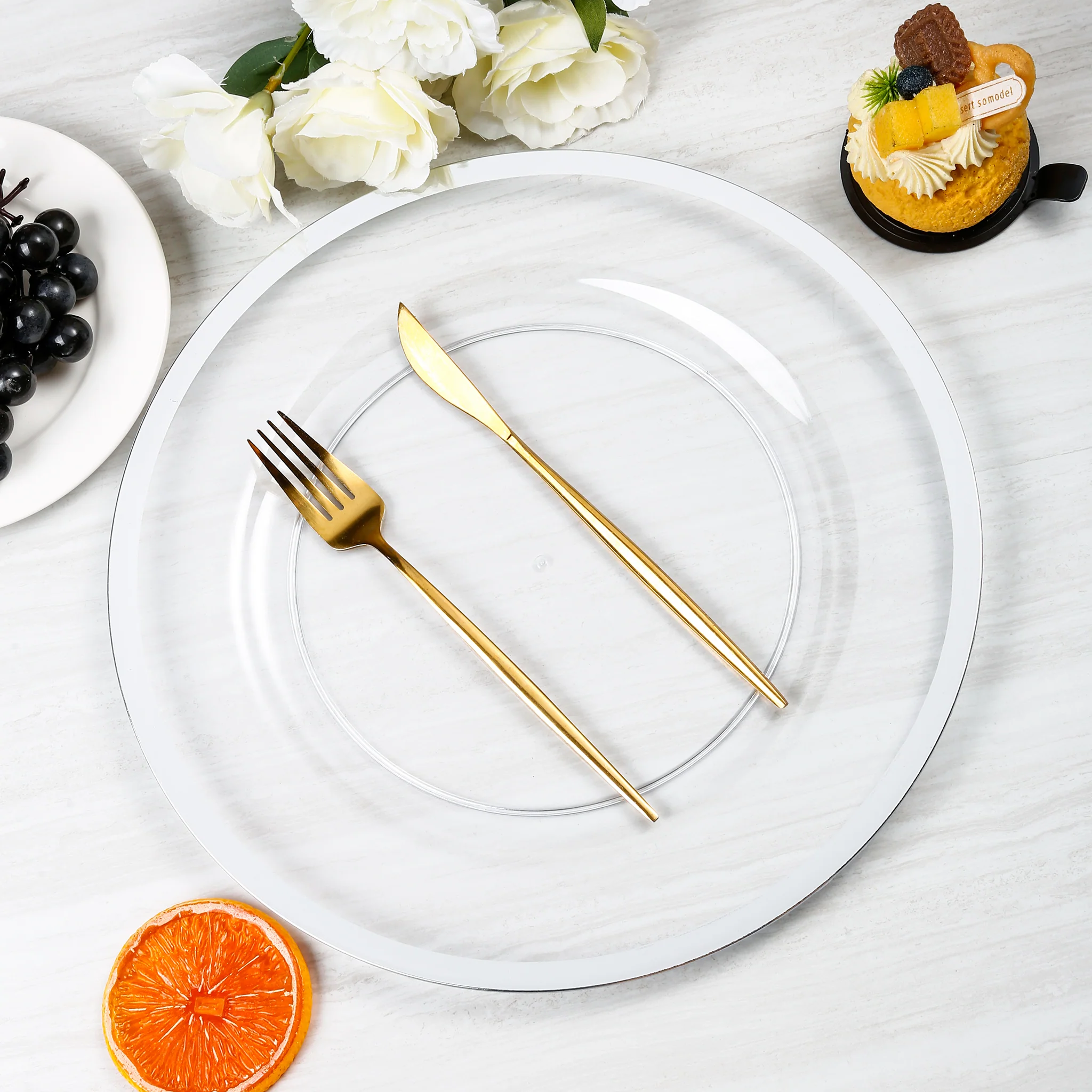 Alpine Acrylic Charger Plate - Silver Trim - Image 4