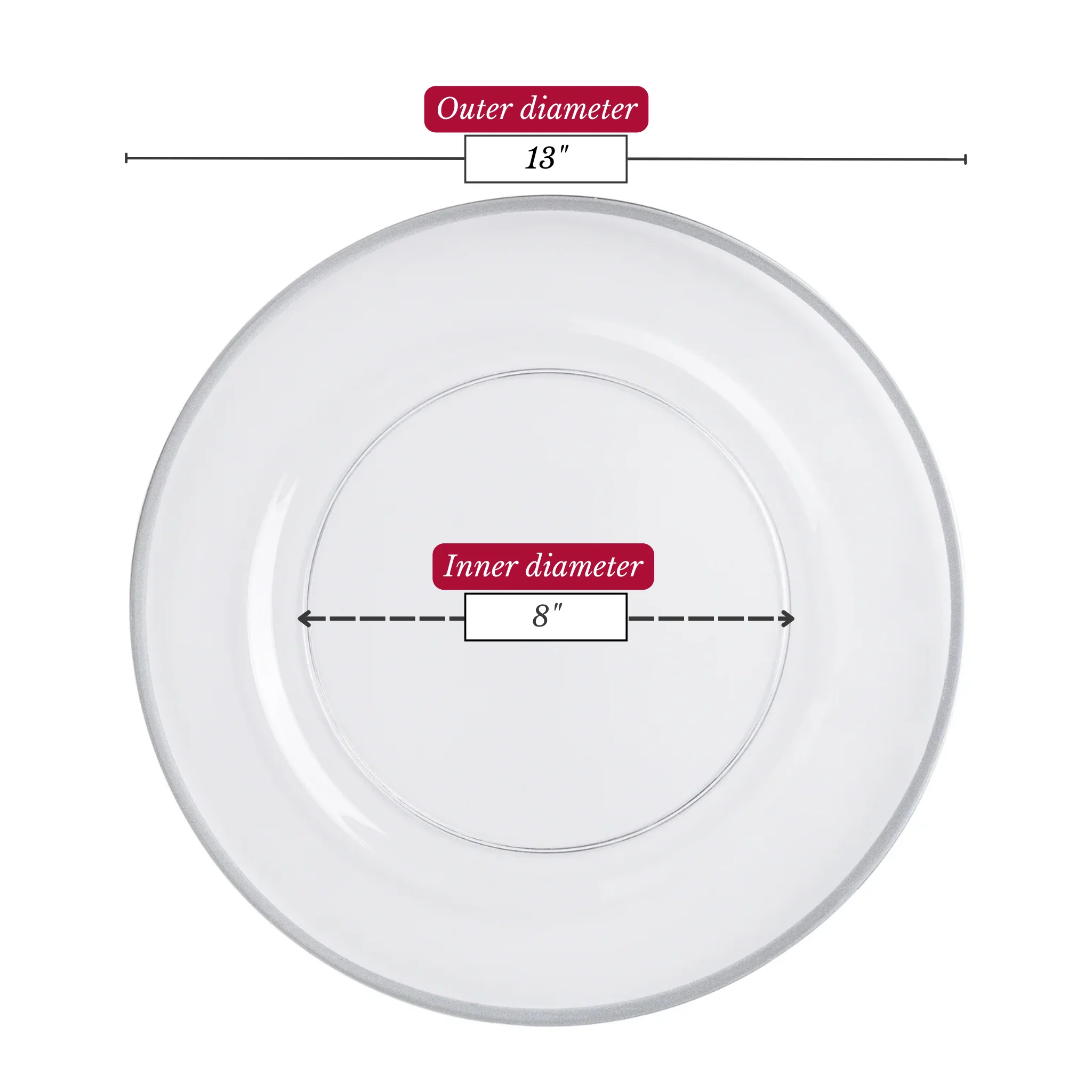 Alpine Acrylic Charger Plate - Silver Trim - Image 5