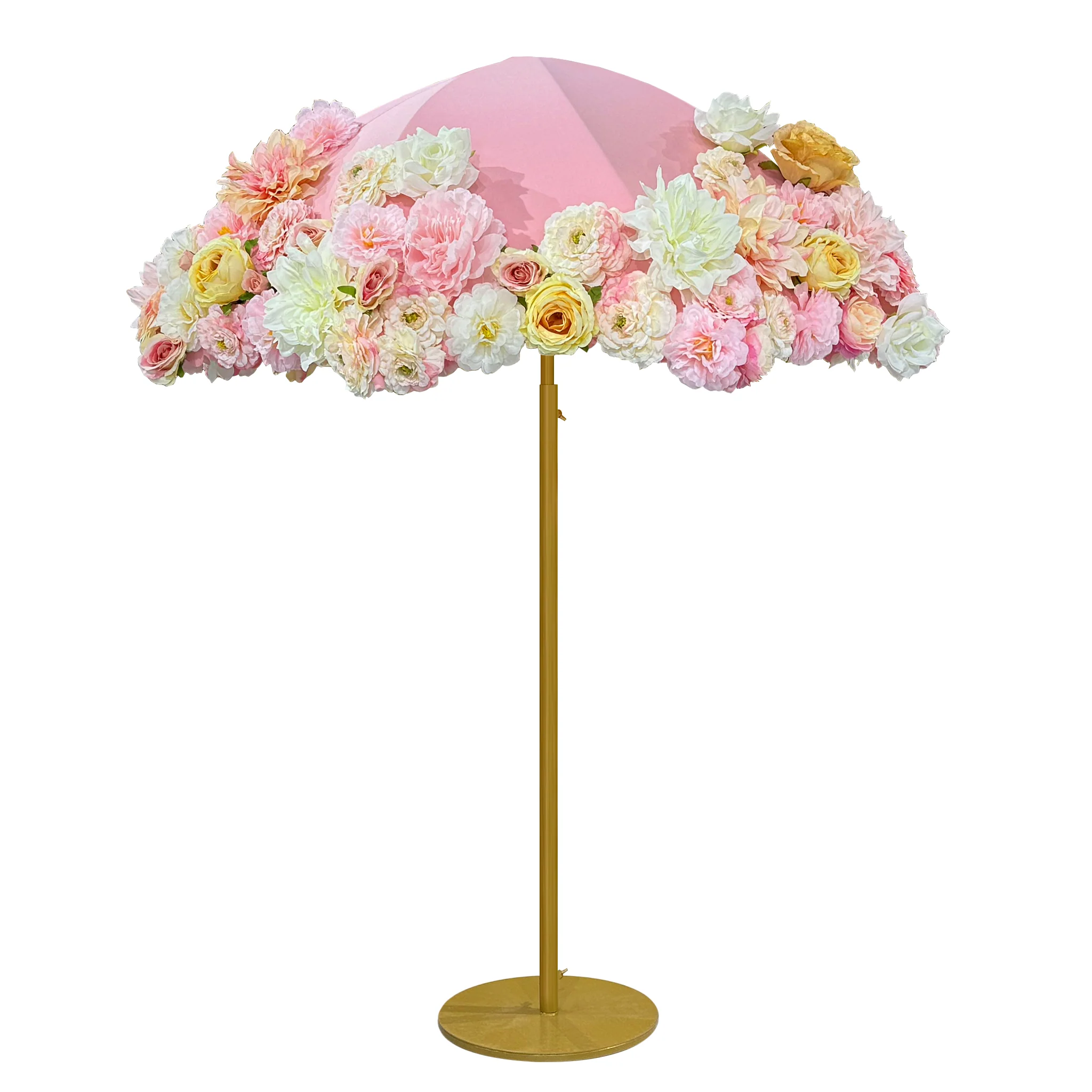 Pink Artificial Floral on Spandex Cover for Umbrella Centerpiece Stand - Image 4