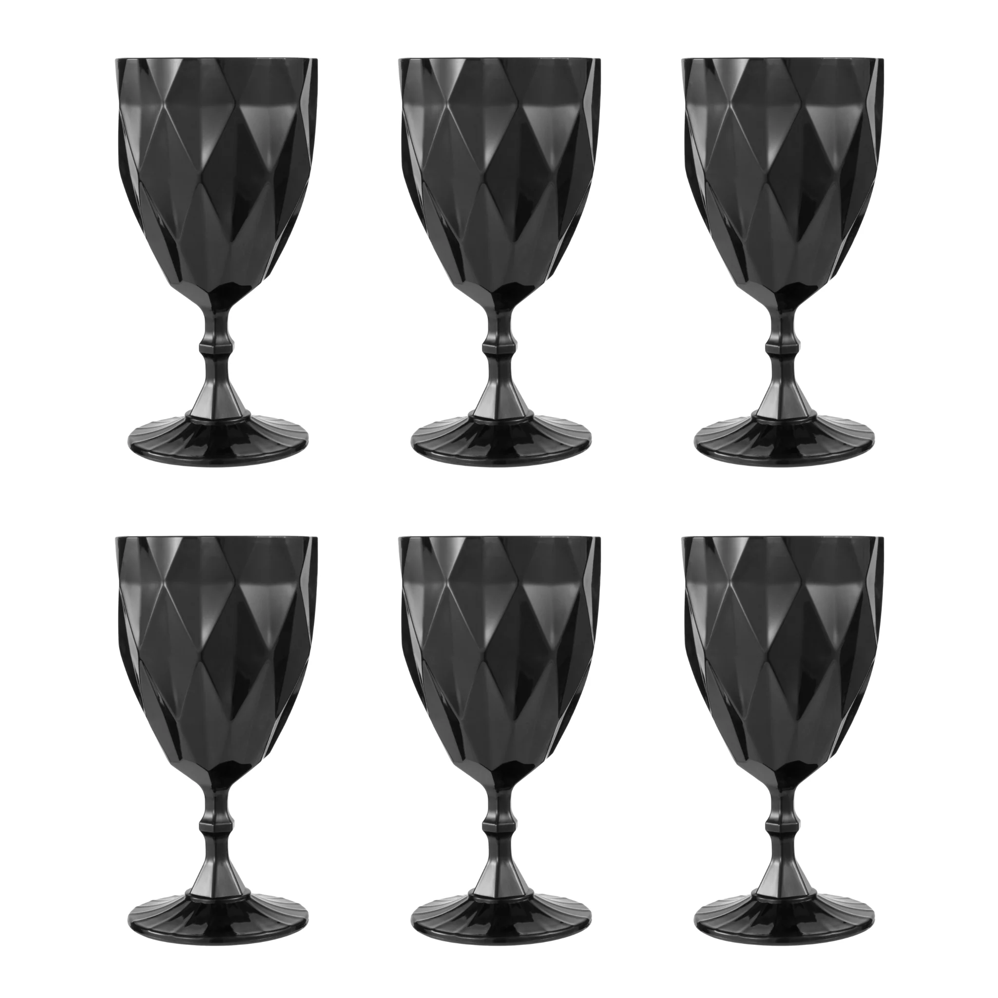Black Vintage Acrylic Goblets (6 pcs/pk) - Image 2