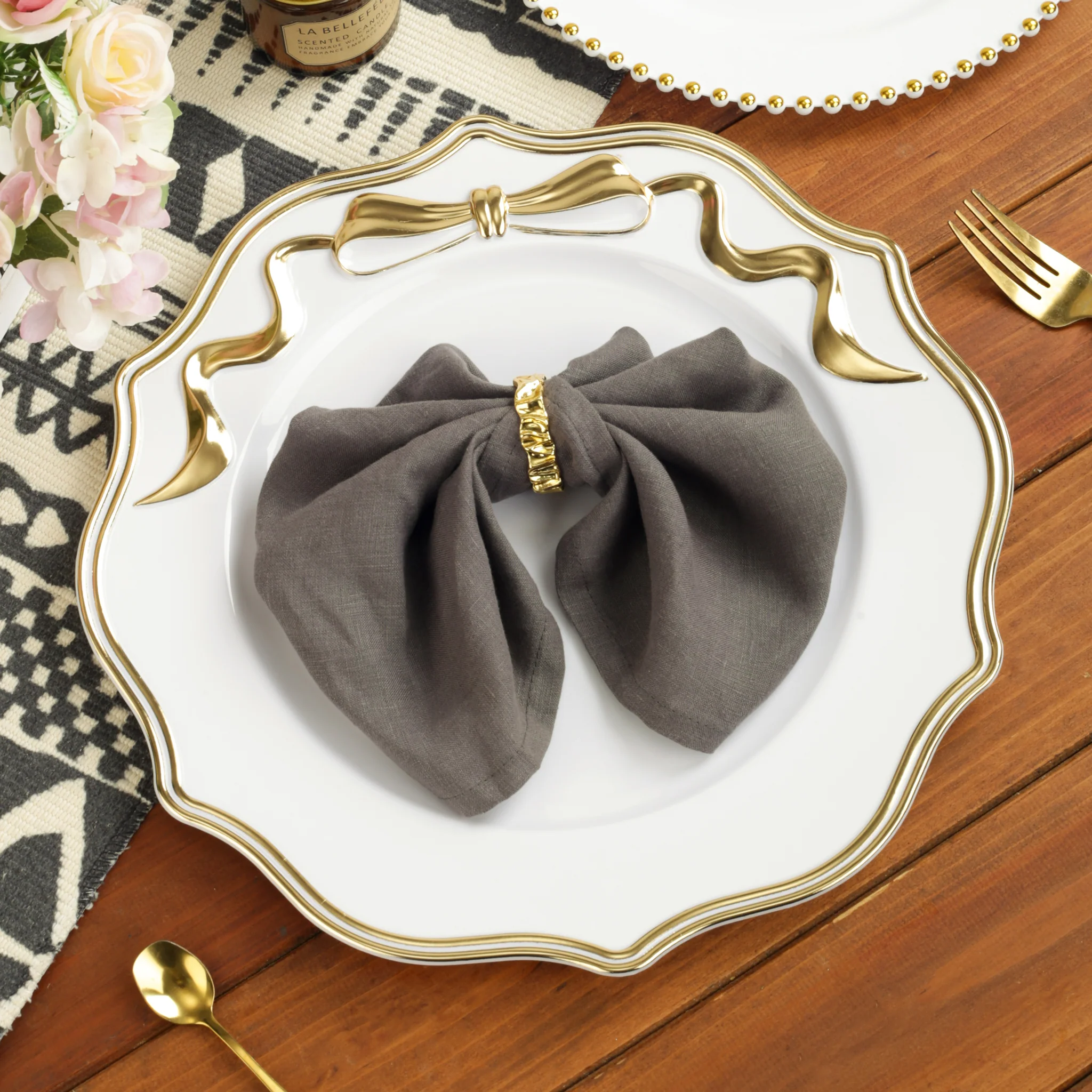 Scalloped Bow Acrylic Charger Plate - Gold - Image 4