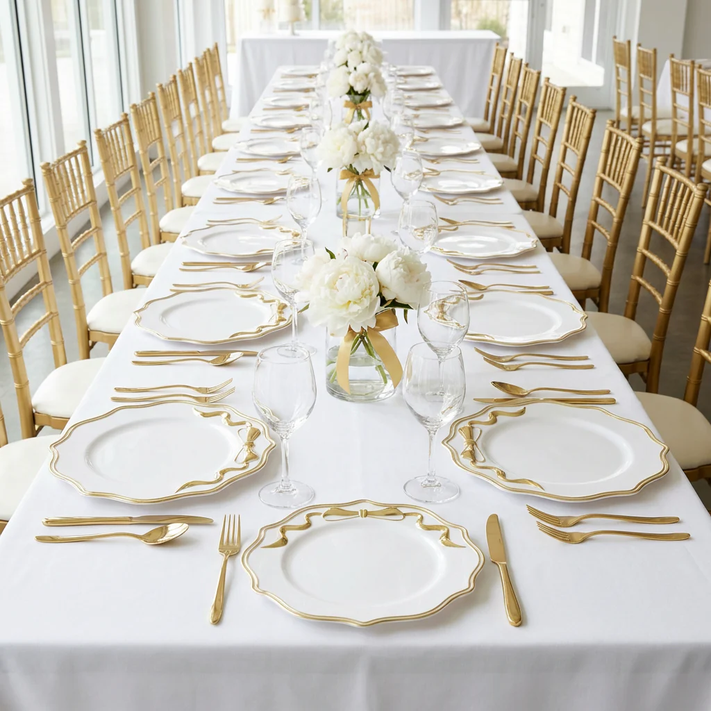 Scalloped Bow Acrylic Charger Plate - Gold - Image 5