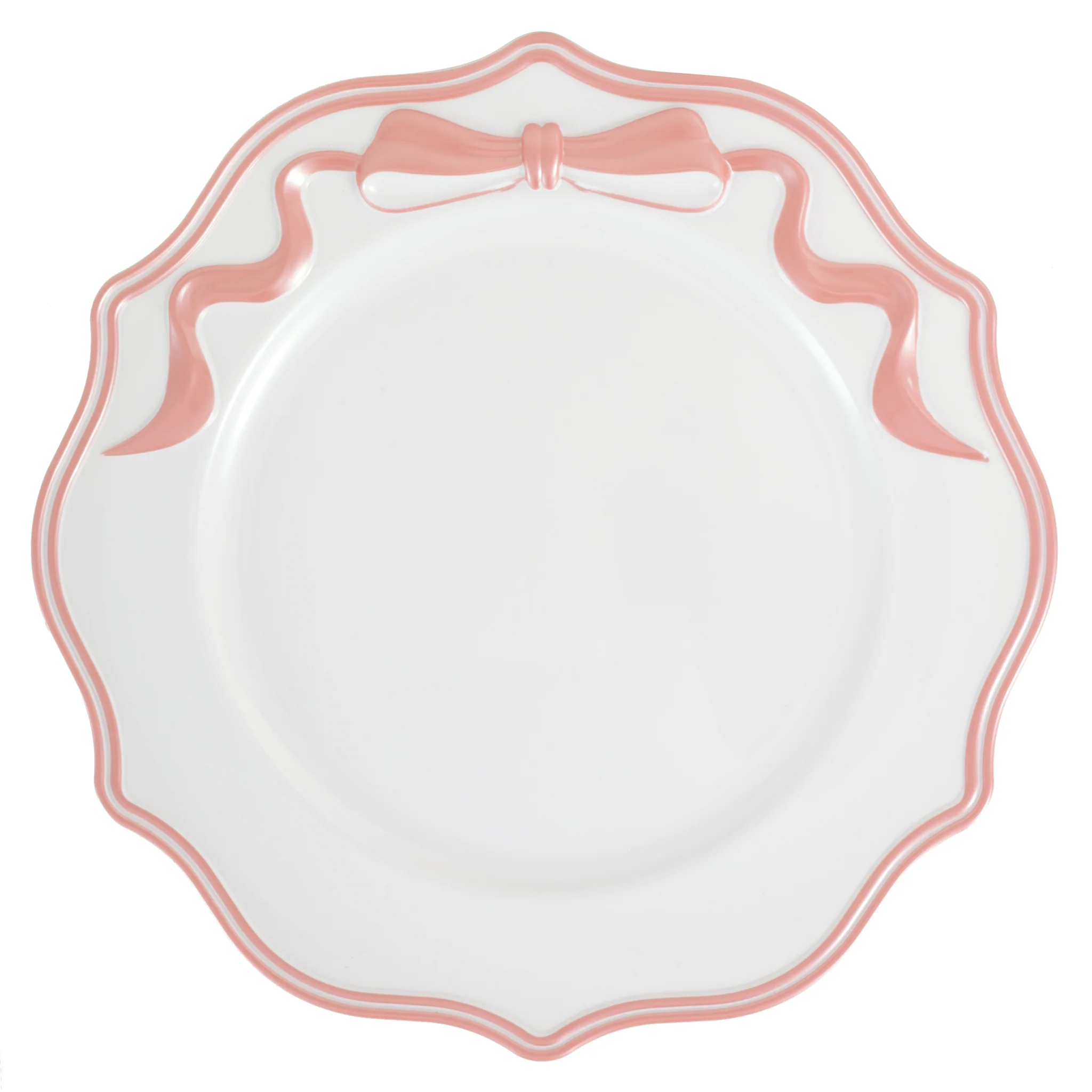 Scalloped Bow Acrylic Charger Plate - Pink