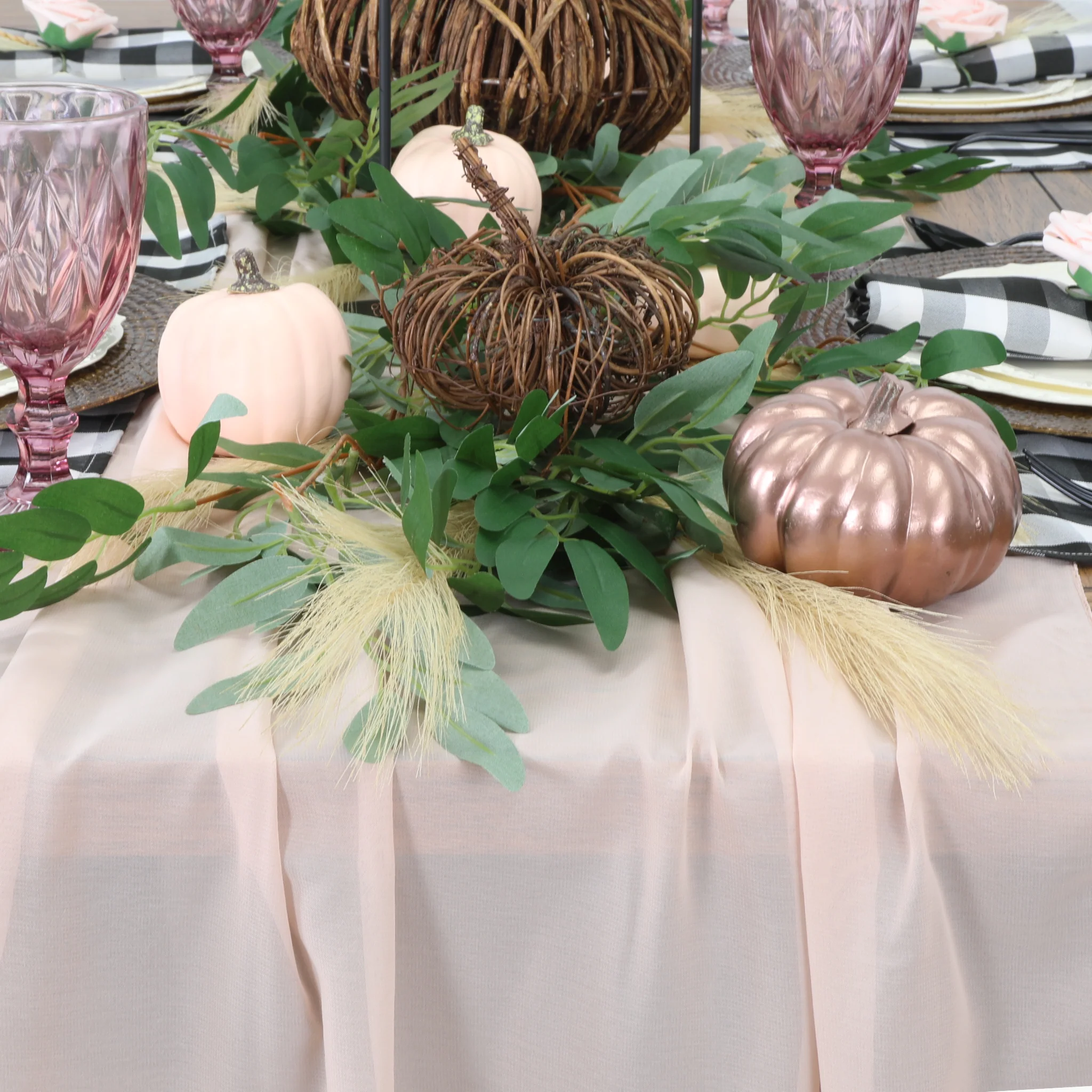 Chiffon Wedding Table Runner 10FT x 27" - Blush - Image 4