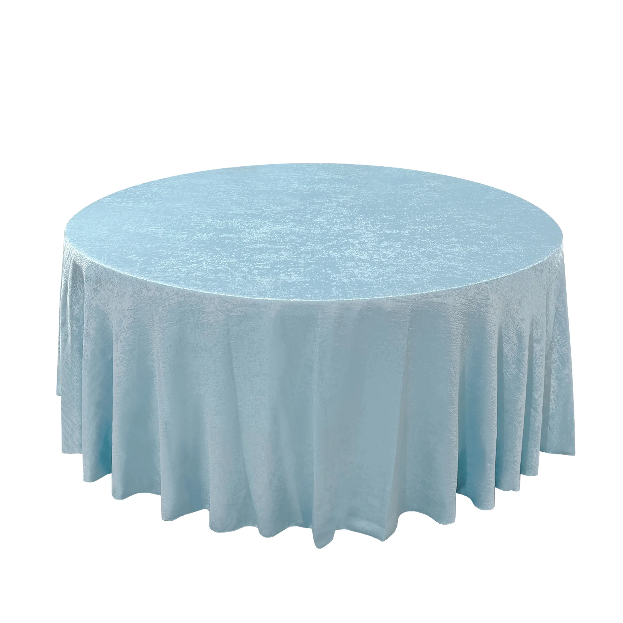 Crinkle Shimmer 120" Round Tablecloth - Baby Blue