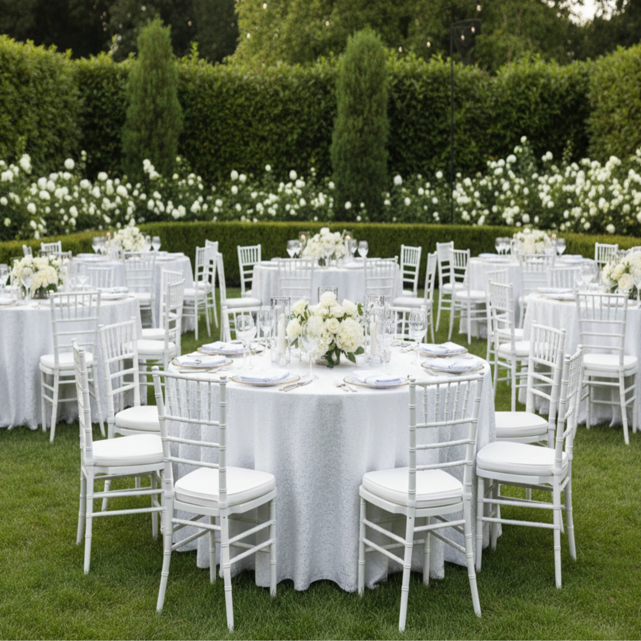 Crinkle Shimmer 132" Round Tablecloth - White - Image 4