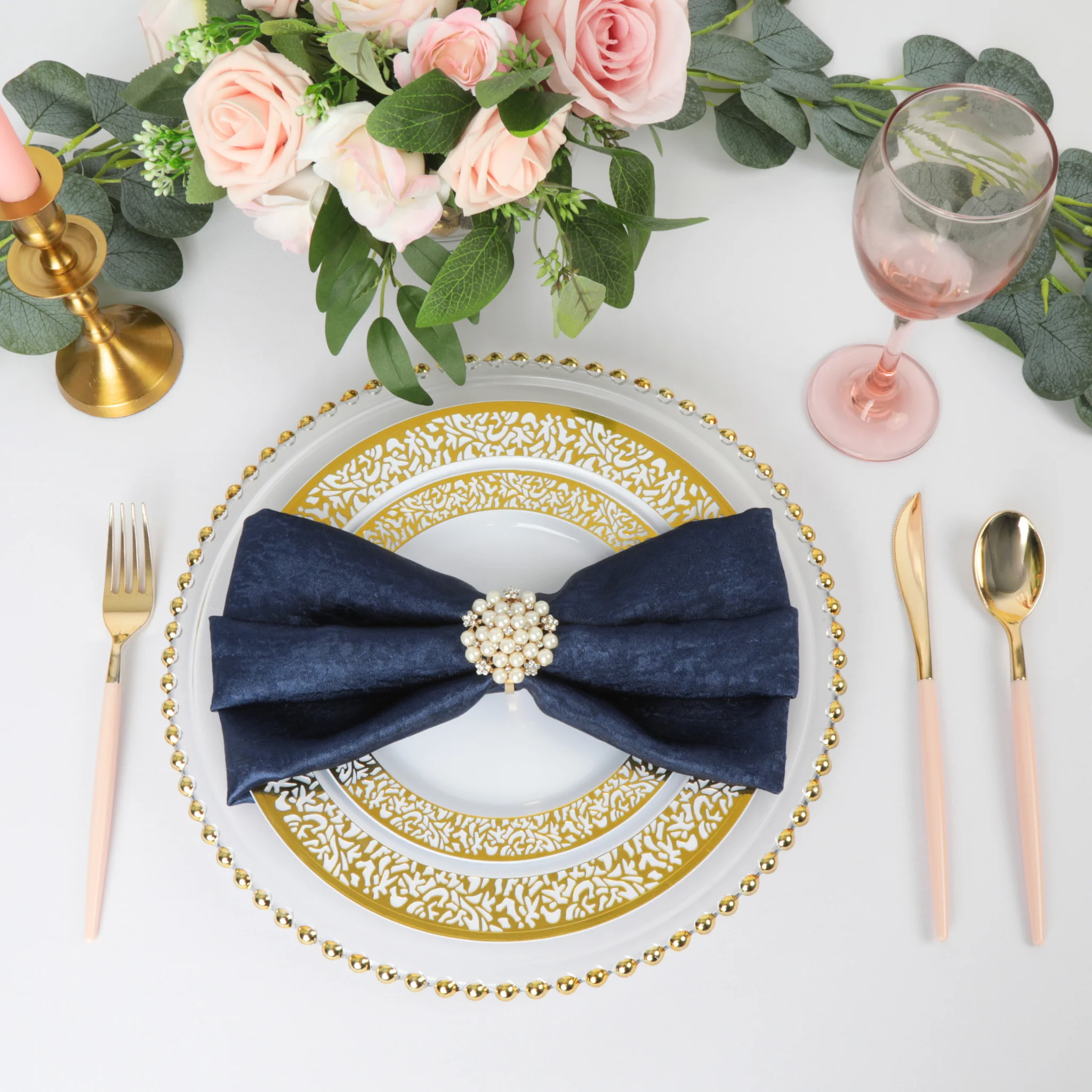 5 pcs/pk Crinkle Shimmer Napkin 20"x20" - Navy Blue - Image 2