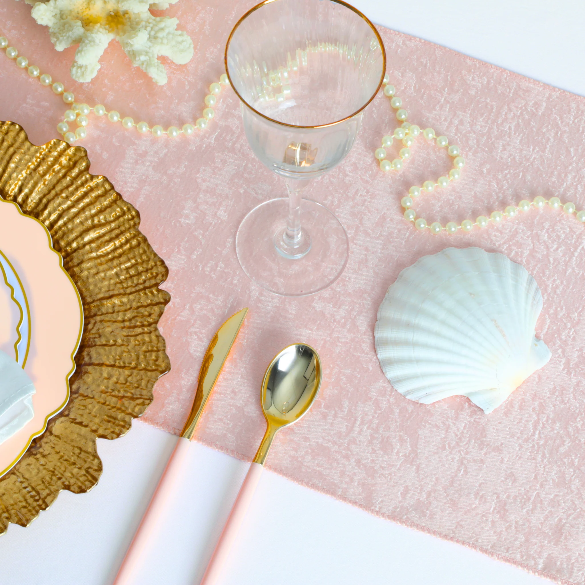 Crinkle Shimmer Table Runner - Blush/Rose Gold - Image 4
