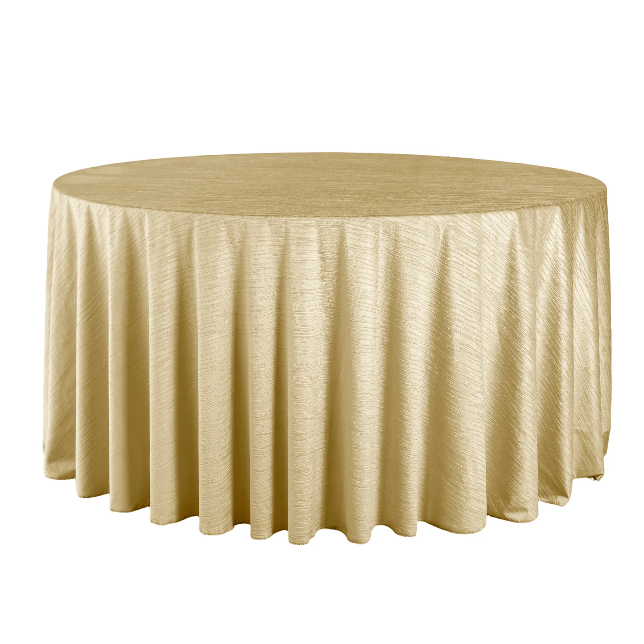 Crinkle Velvet 120" Round Tablecloth - Champagne