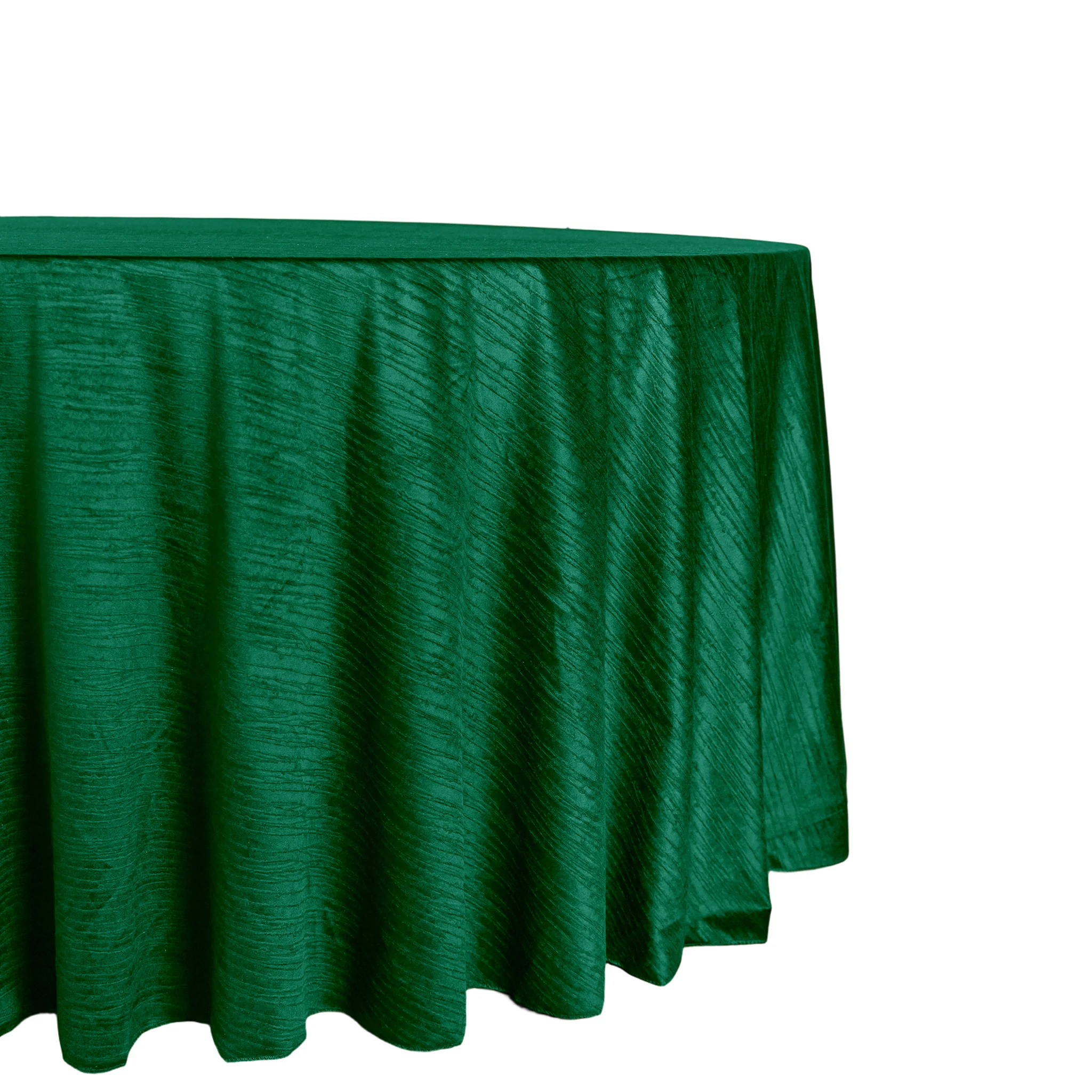 Crinkle Velvet 120" Round Tablecloth - Emerald Green - Image 2