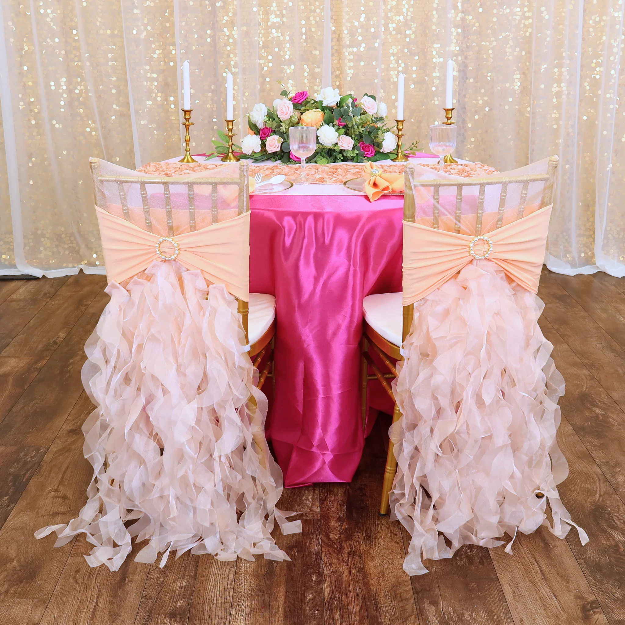 Curly Willow Chiavari Chair Back Slip Cover - Blush/Rose Gold - Image 4