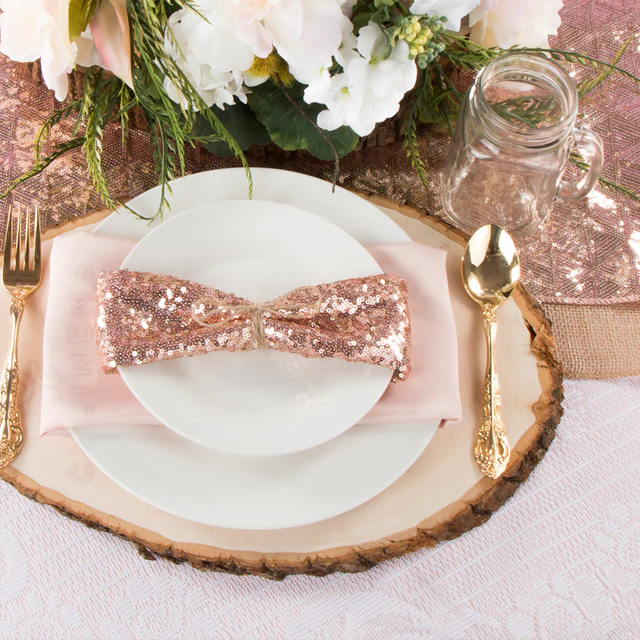 Diamond Glitz Sequin Table Runner - Blush/Rose Gold - Image 4