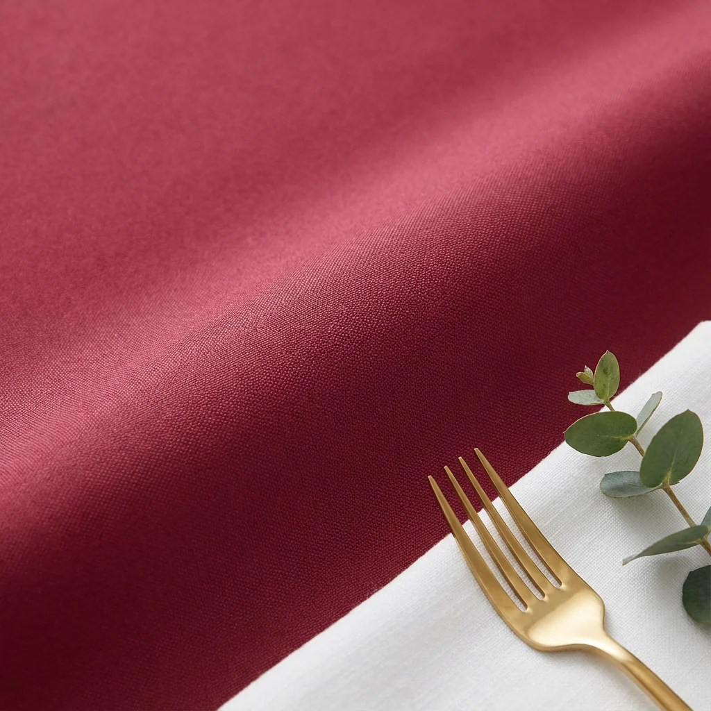 Economy Polyester Tablecloth 108" Round - Apple Red - Image 4