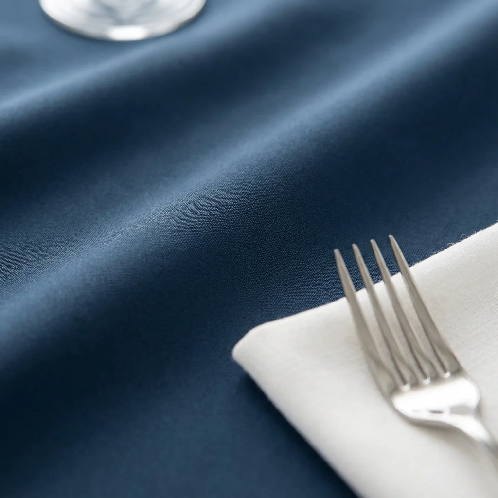 Economy Polyester Tablecloth 120" Round - Navy Blue - Image 4
