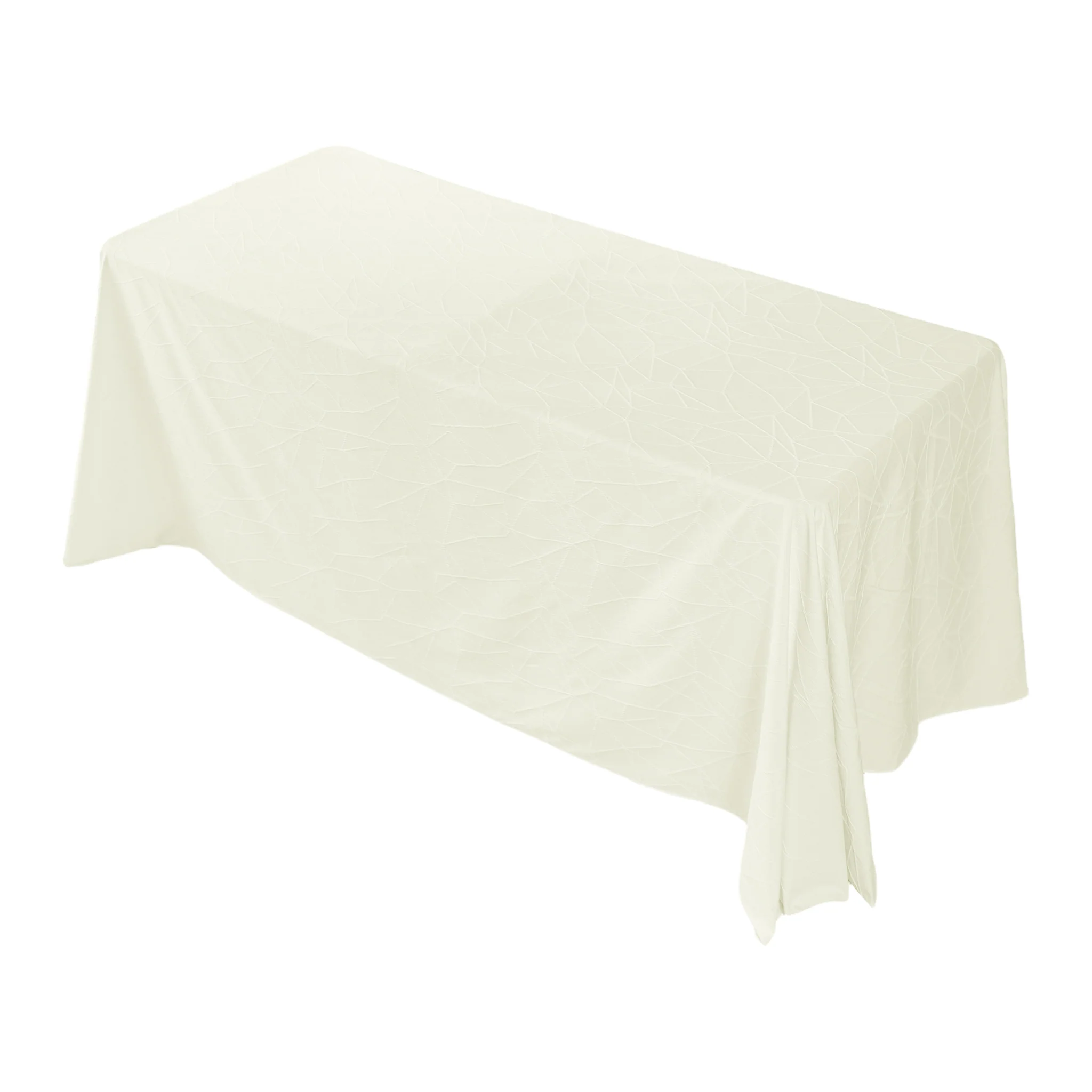 Embossed Geometric Jacquard 90"x156" Rectangle Tablecloth - Ivory - Image 6