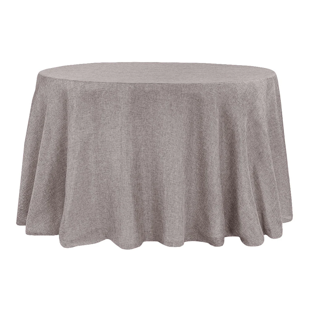 Faux Burlap Tablecloth 120" Round - Gray