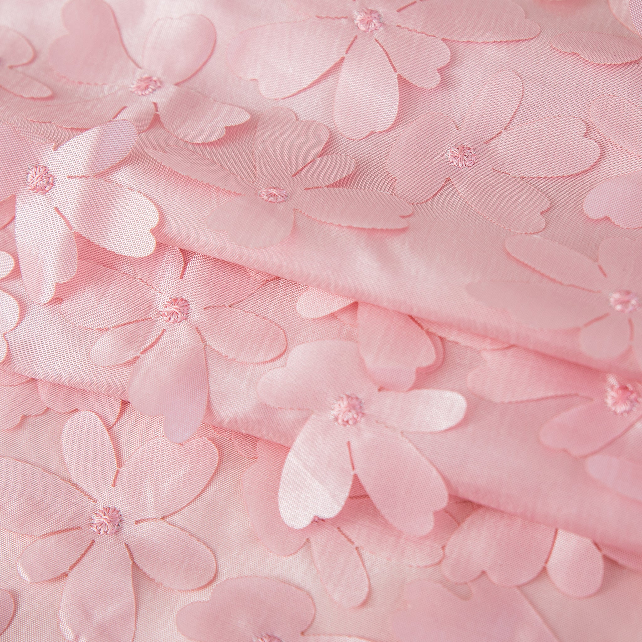 Flower Petal Taffeta Round 115" Tablecloth - Pink - Image 2