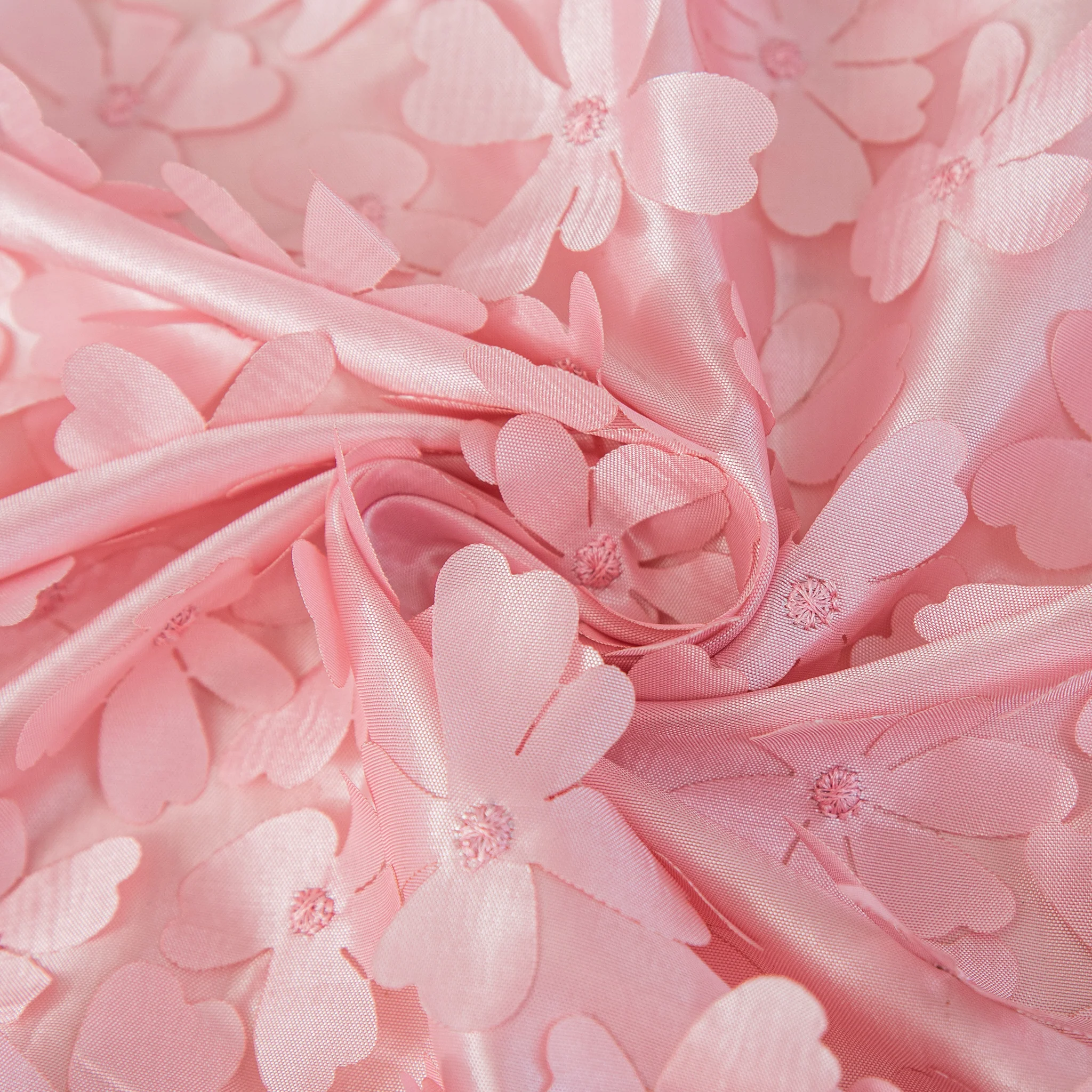 Flower Petal Taffeta Round 115" Tablecloth - Pink - Image 3