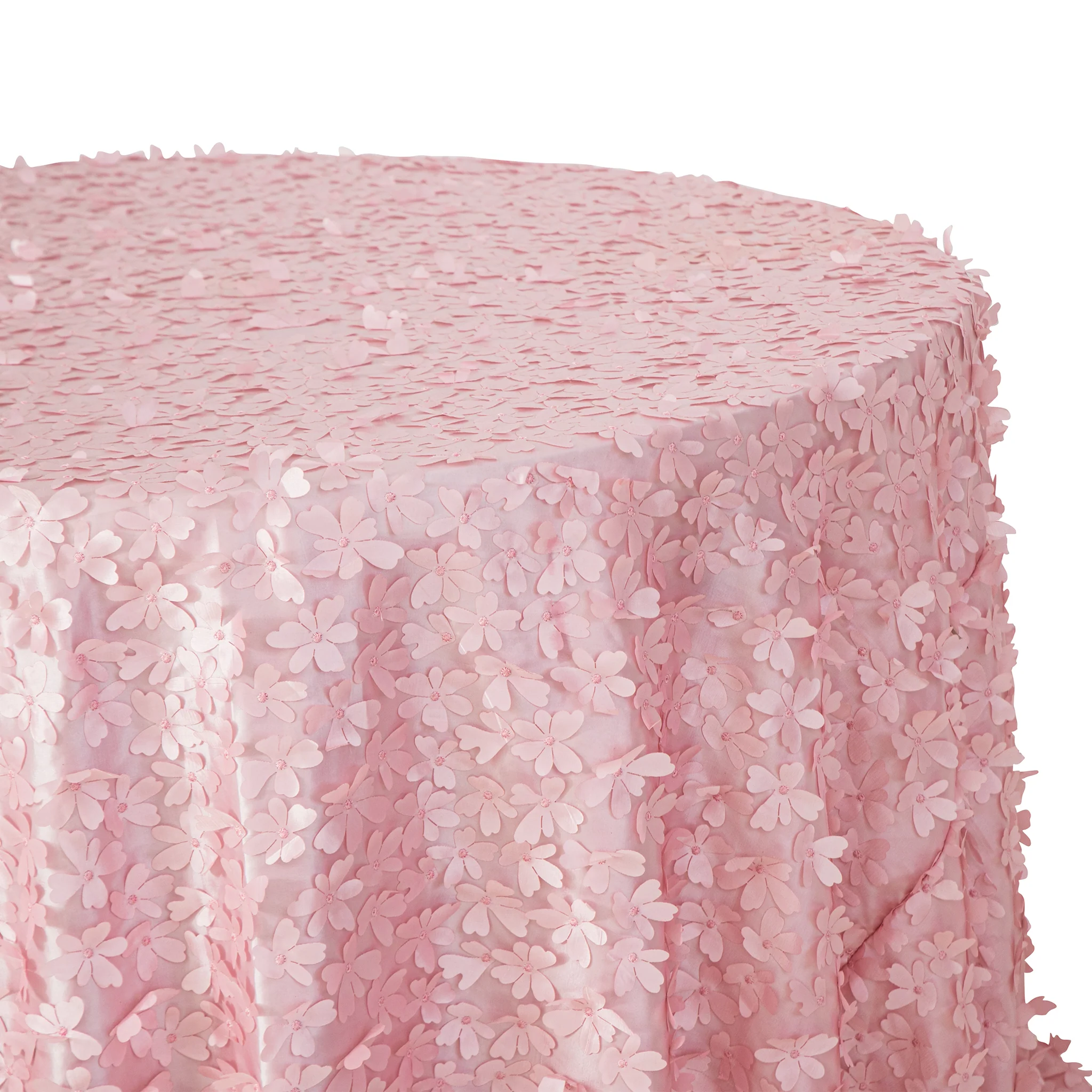 Flower Petal Taffeta Round 115" Tablecloth - Pink - Image 4