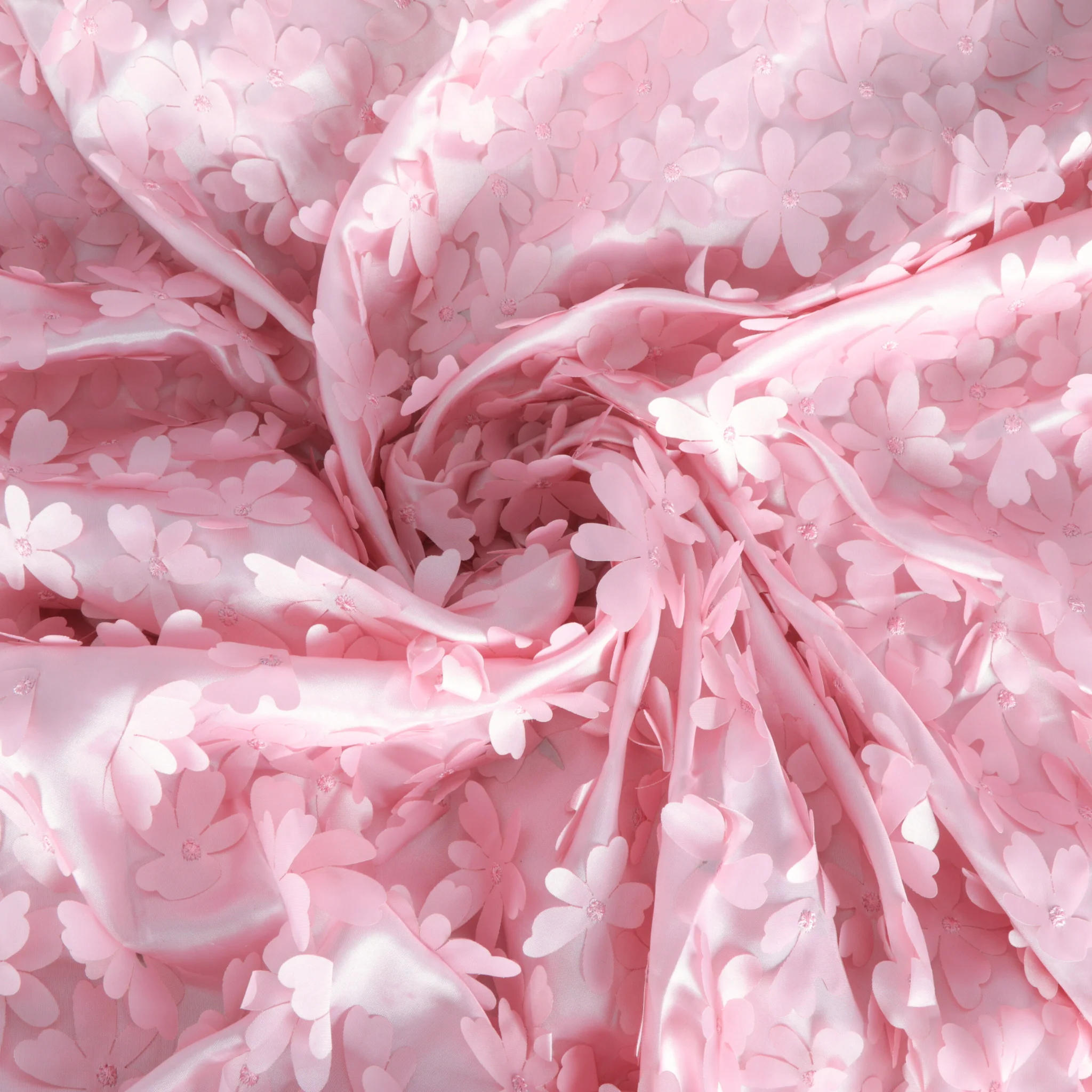 Flower Petal Taffeta Round 120" Tablecloth - Pink - Image 2