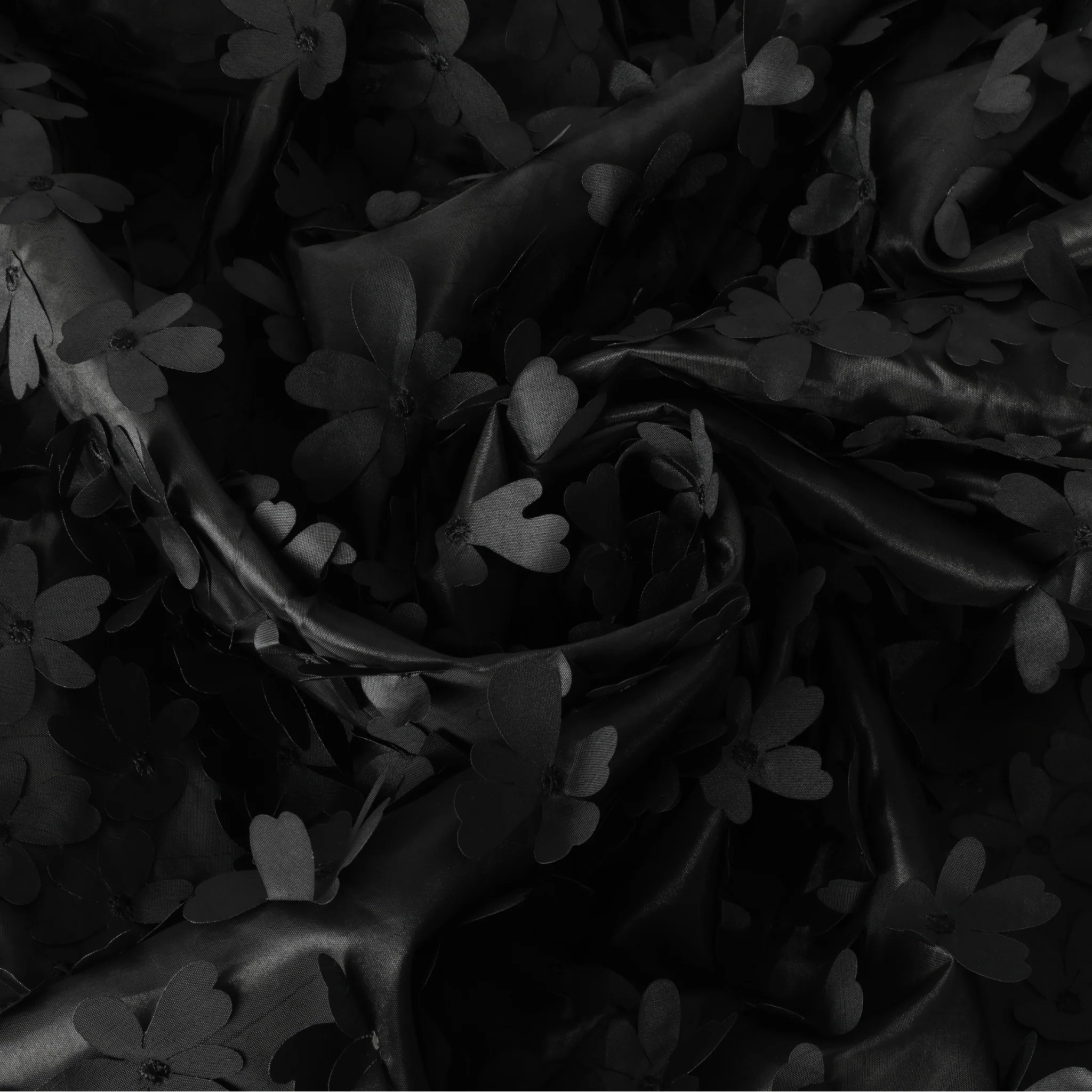 Flower Petal Taffeta Table Runner - Black - Image 3