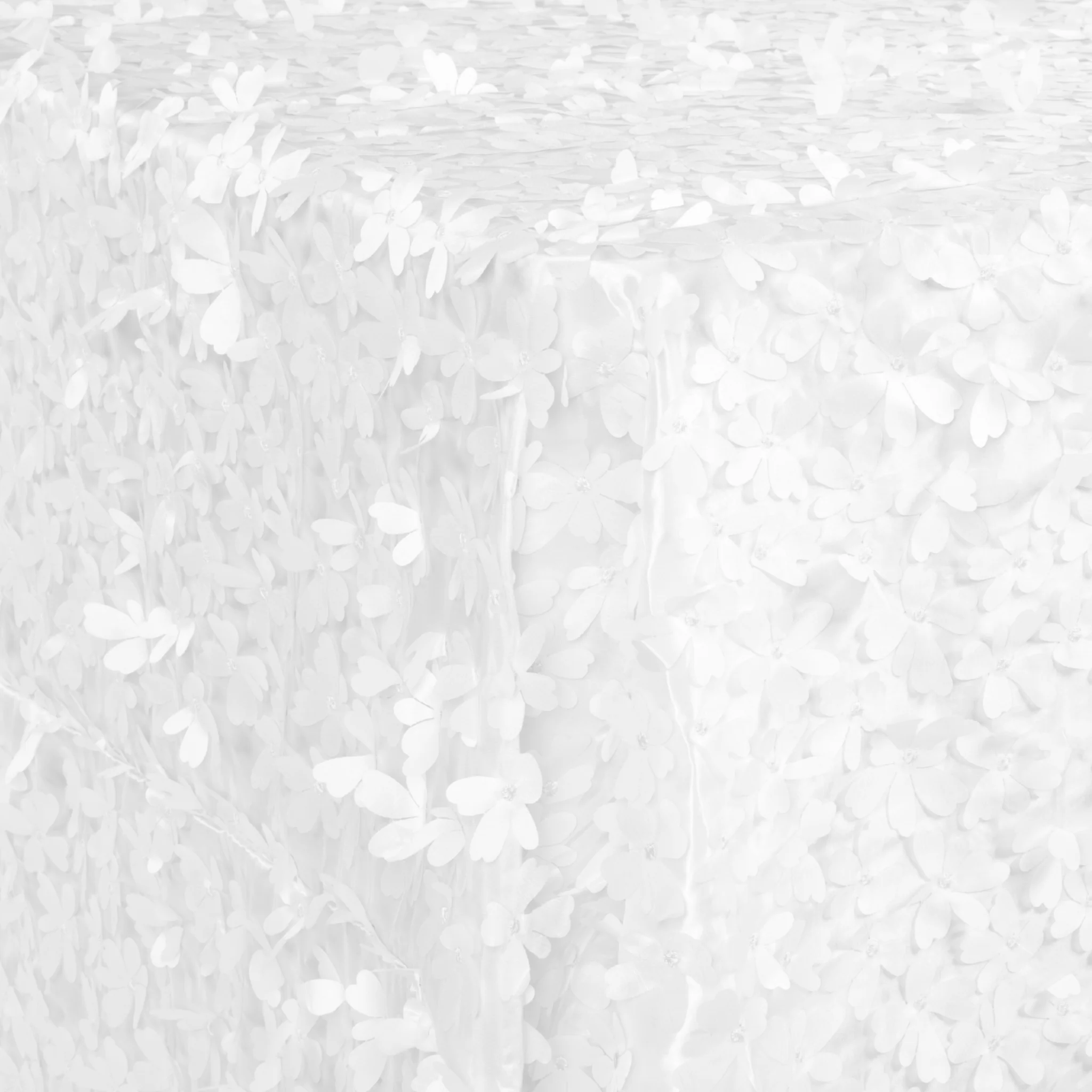 Flower Petal Taffeta Tablecloth 90"x132" Rectangular - White - Image 2
