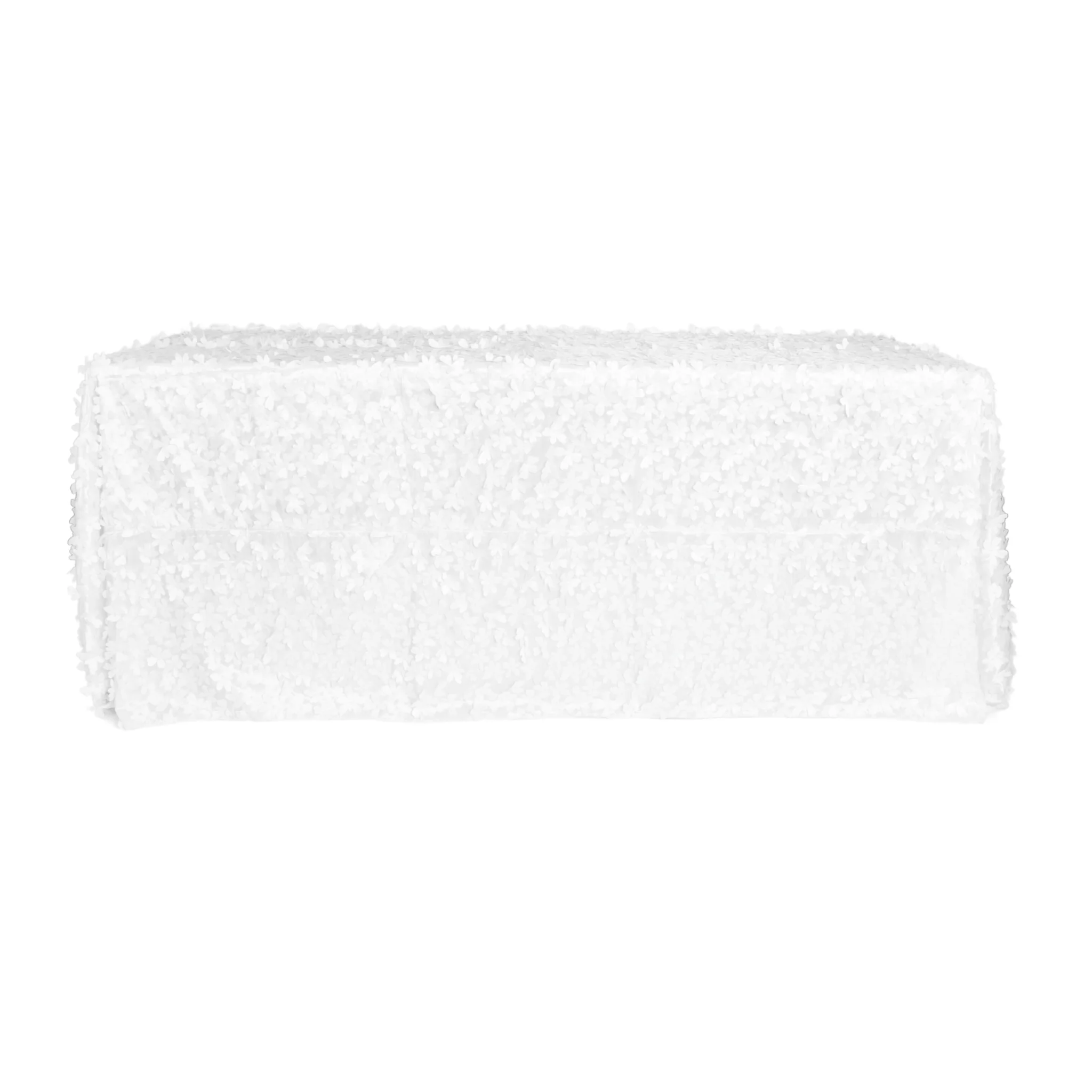 Flower Petal Taffeta Tablecloth 90"x132" Rectangular - White - Image 4