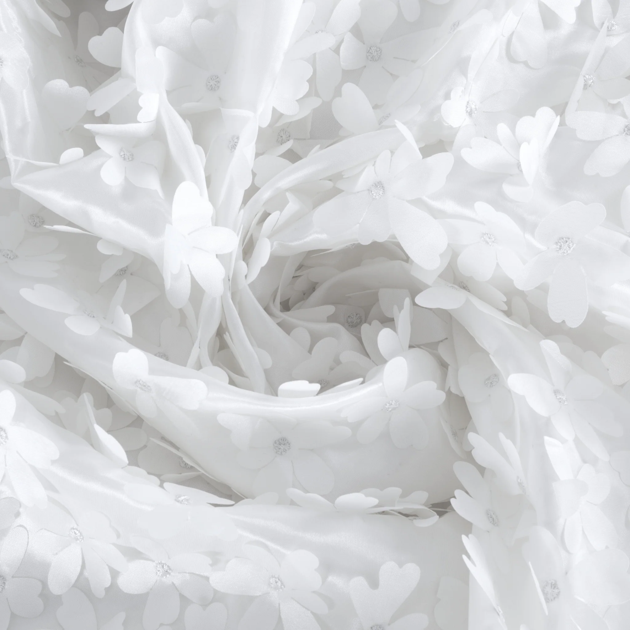 Flower Petal Taffeta Tablecloth 90"x132" Rectangular - White - Image 6