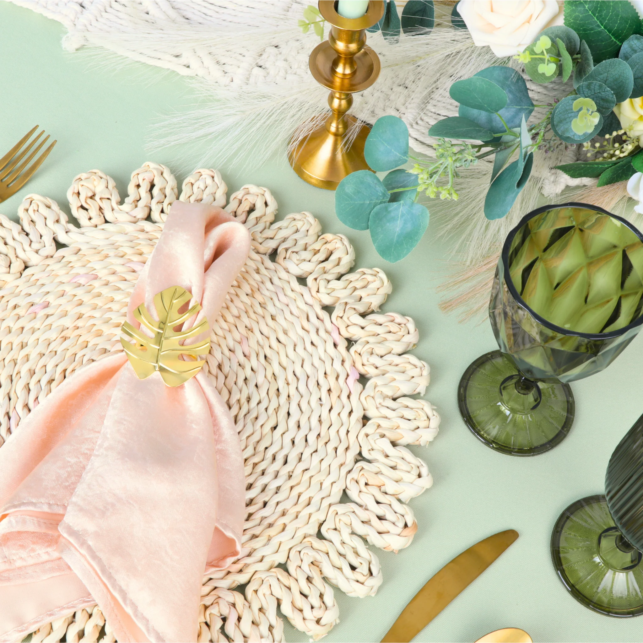 4 pc/set Flower Shape Straw 15" Placemats - Image 2